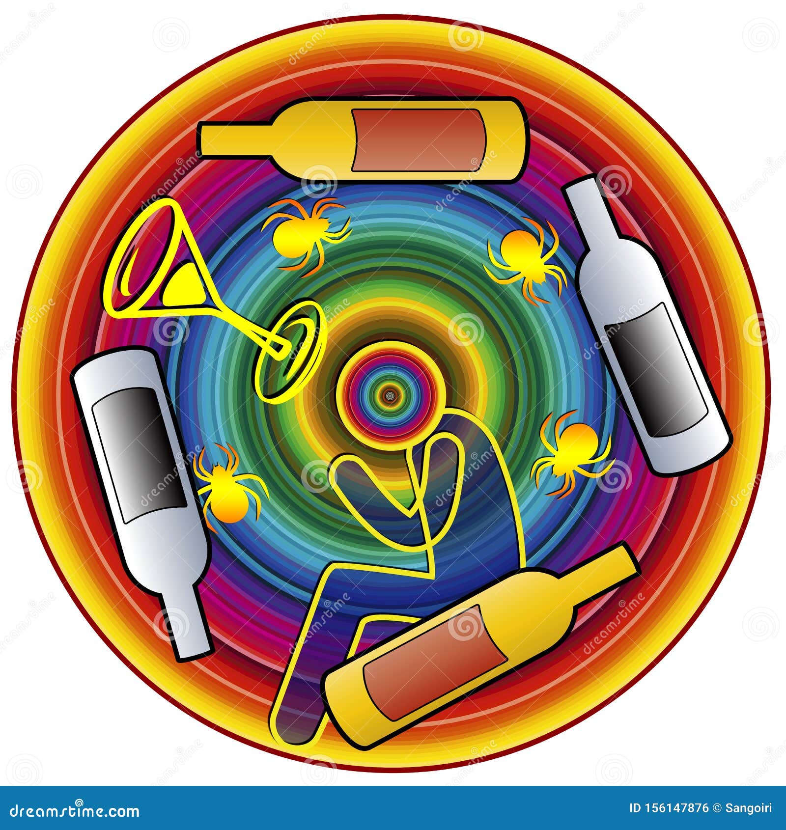 Alkohol Und Delirium Tremens Stock Abbildung Illustration von