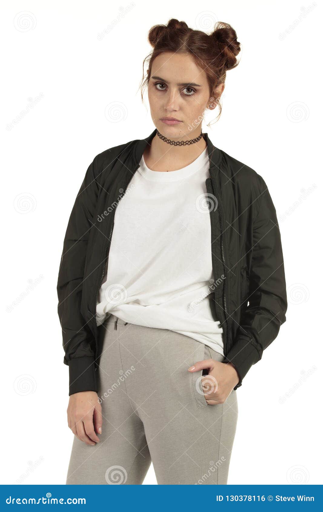 All the Attitude, Get this Look in Your Shop with this Girl T-shirt Model  Stock Photo - Image of girl, oversized: 130378116