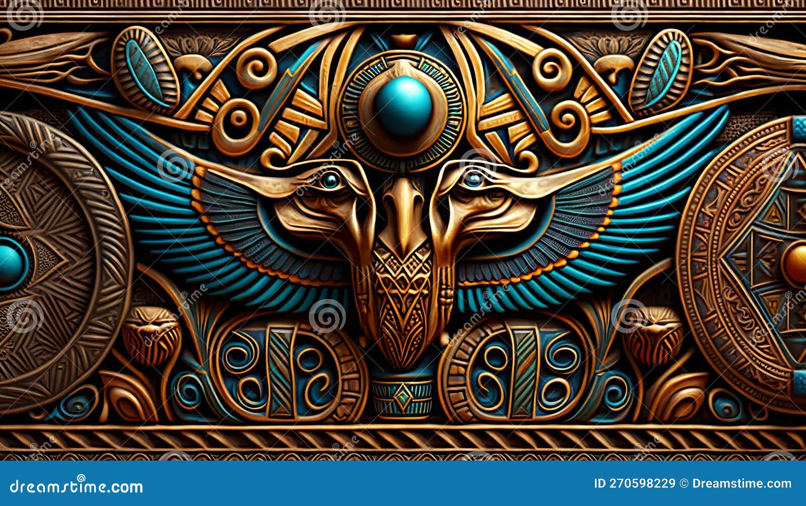Egyptian Pattern Ancient Art. AI Generative. Stock Illustration Illustration of background