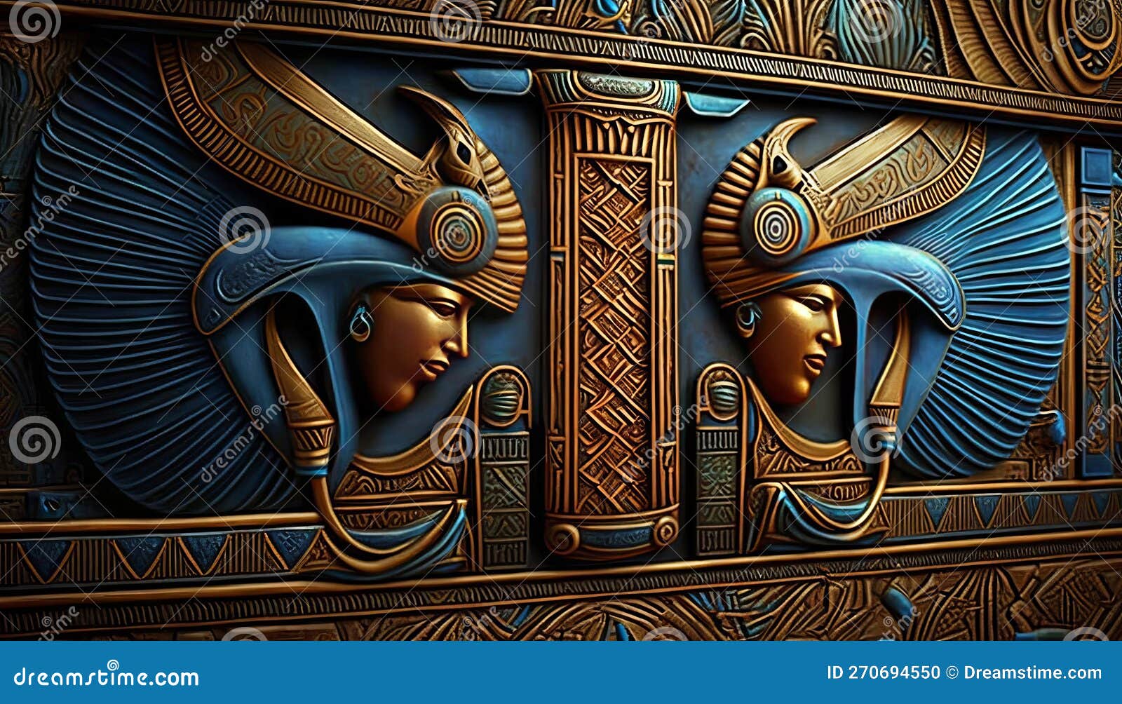 Egyptian Pattern Ancient Art. AI Generative. Stock Illustration Illustration of sphinx