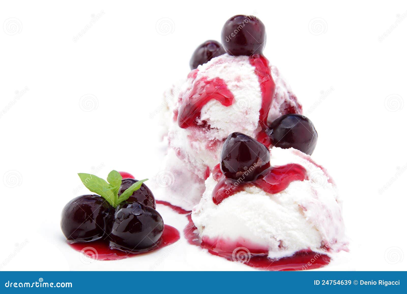 All Black Cherry Ice Cream on a White Background Stock Image Image of