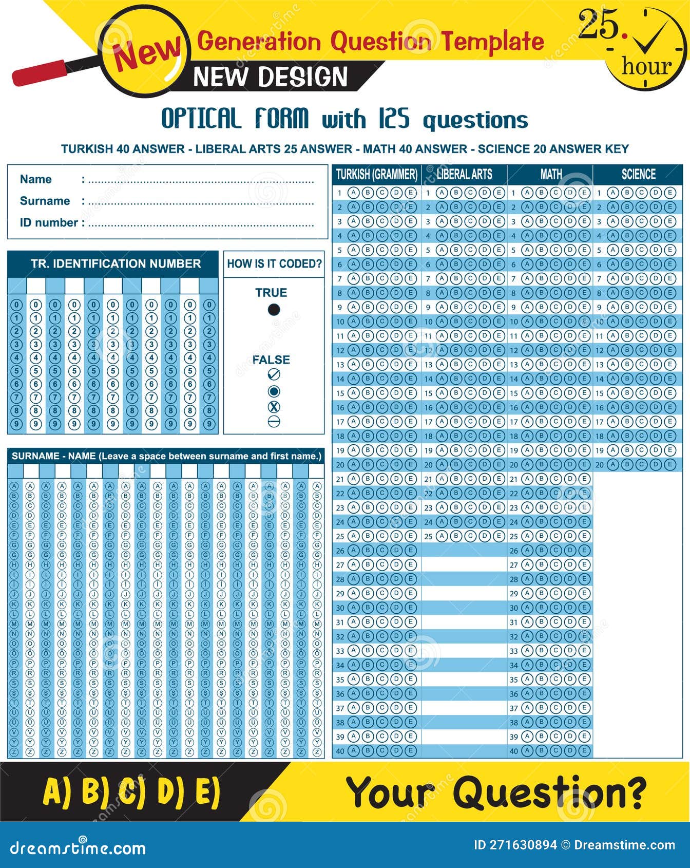 ALL COURSES Optical Form, Printable, AYT High School Entrance Exam