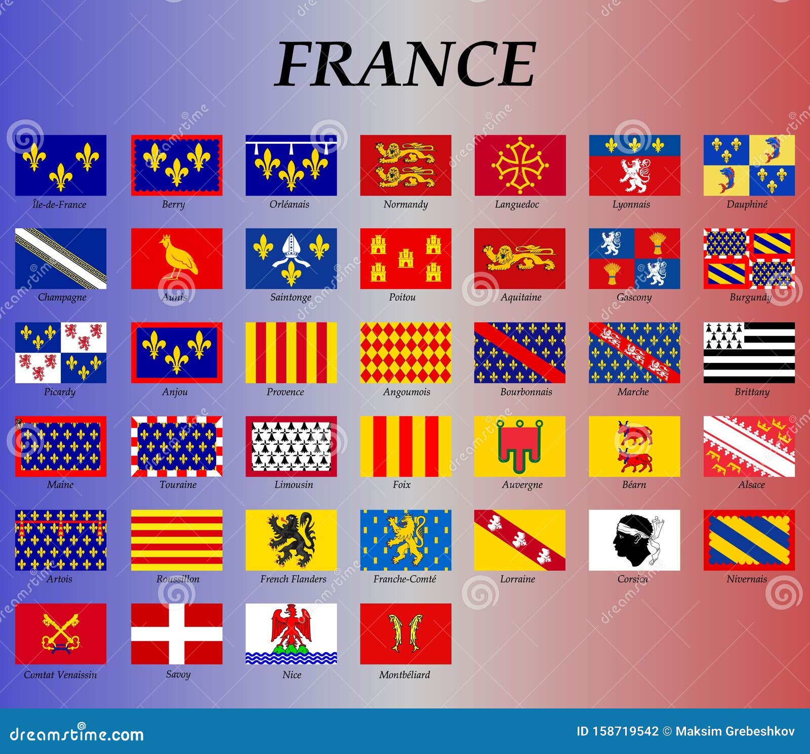 France Regions With Departments Isometric Map With Neighbouring ...