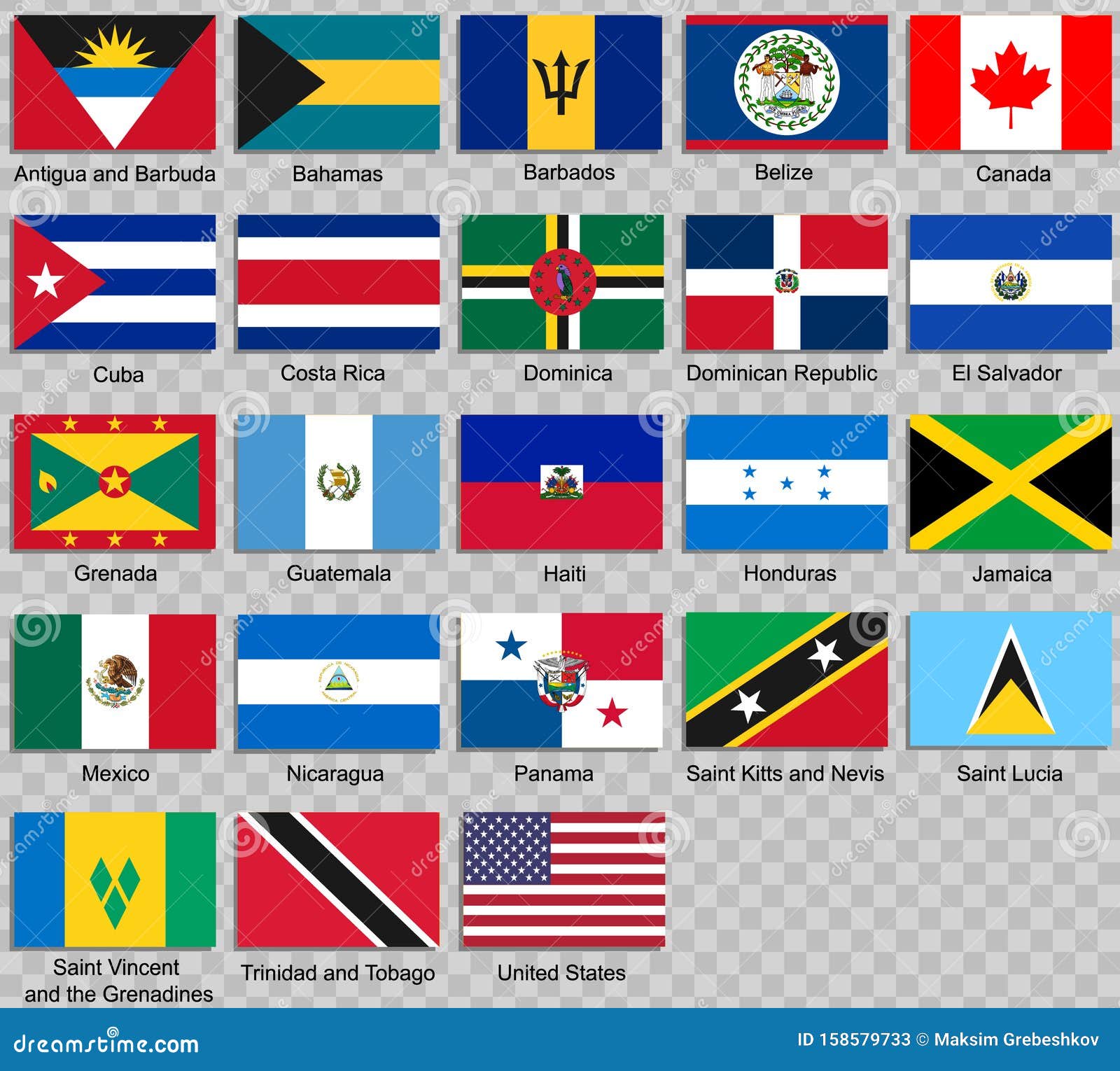 All Flags Of North America Stock Illustration Illustration Of Icon