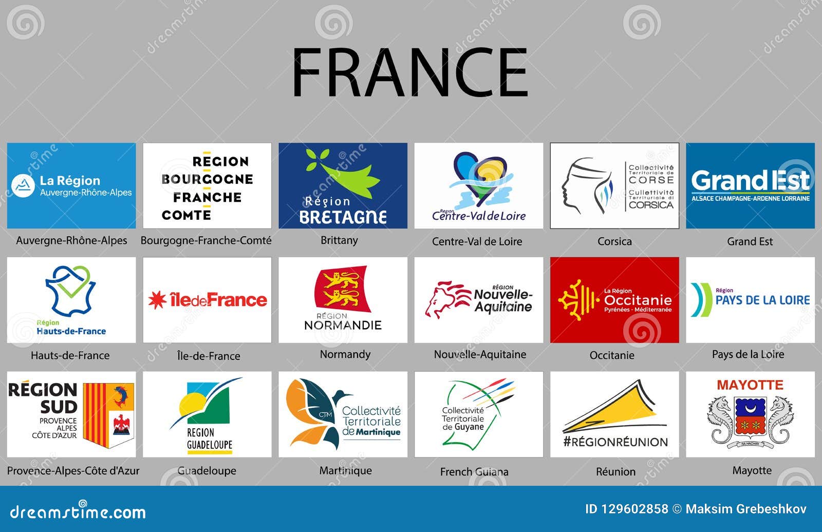 All Flags Of Regions Of France Template For Your Design Cartoon Vector ...