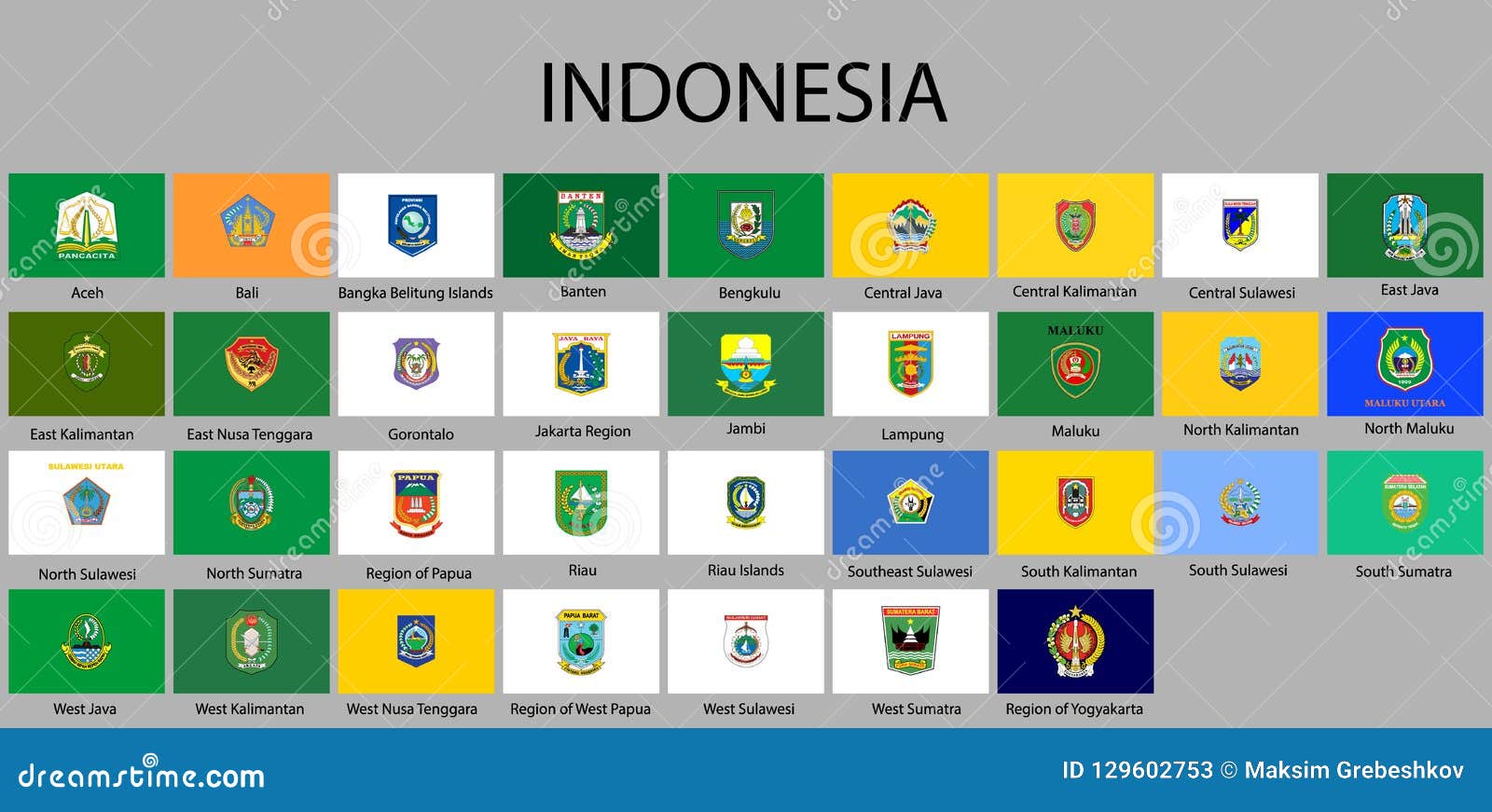 All Flags of Regions of Indonesia Stock Illustration - Illustration of