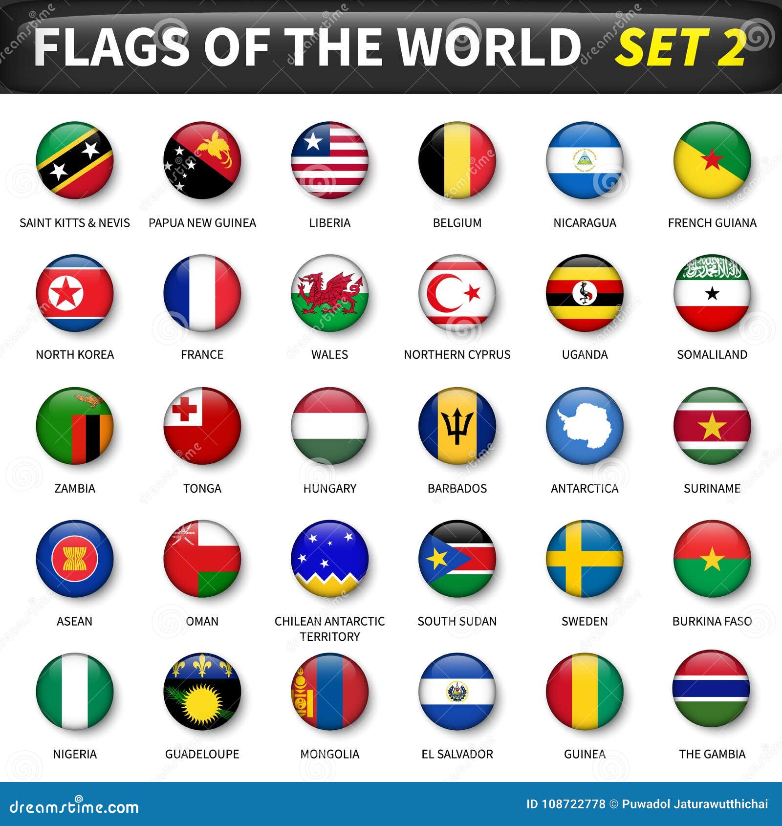 All Flags Of The World Set 2 Circle And Convex Design Vector