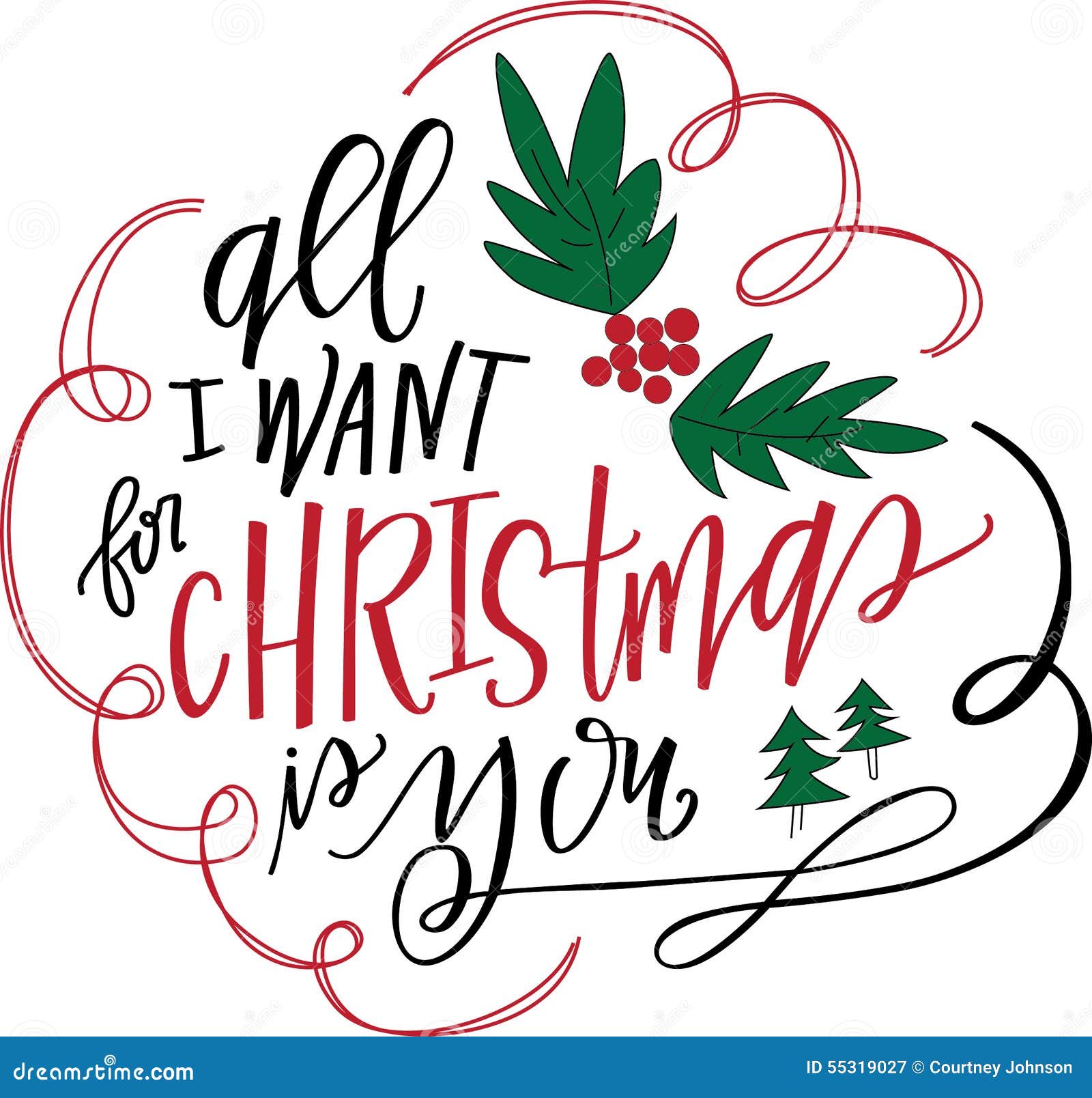 All I Want For Christmas Is You Stock Illustration - Illustration Of ...