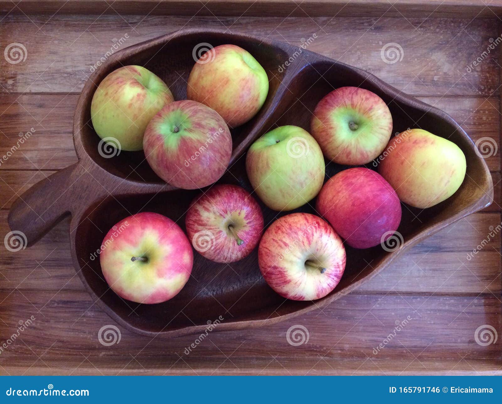 Download All Kind Of Red Apples On A Wooden Leaf Shaped Tray. Stock Photo - Image of food, healthy: 165791746