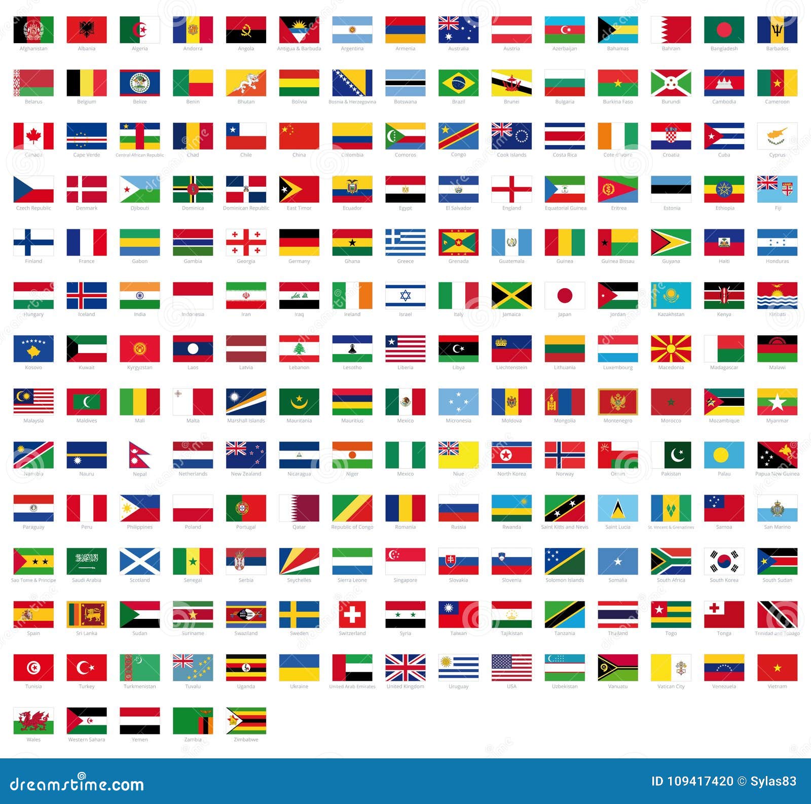 Flag of the World With Names  