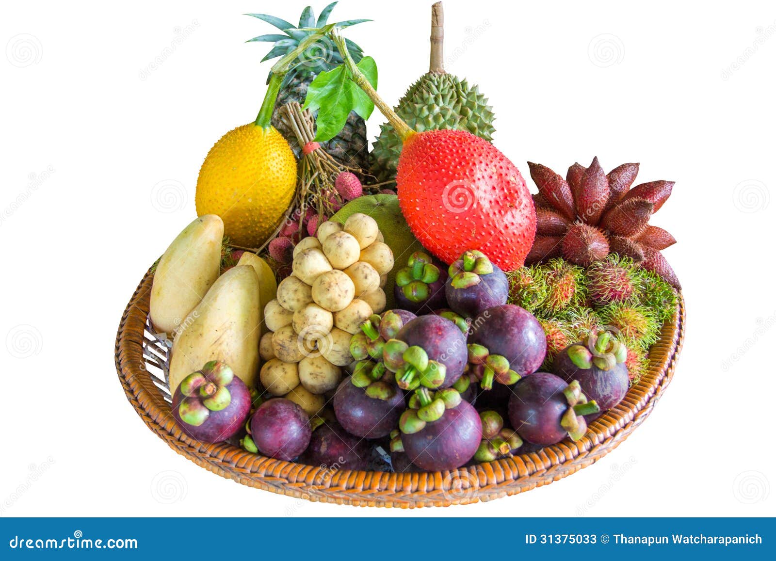 all season thailand tropical fruits on white background with clo