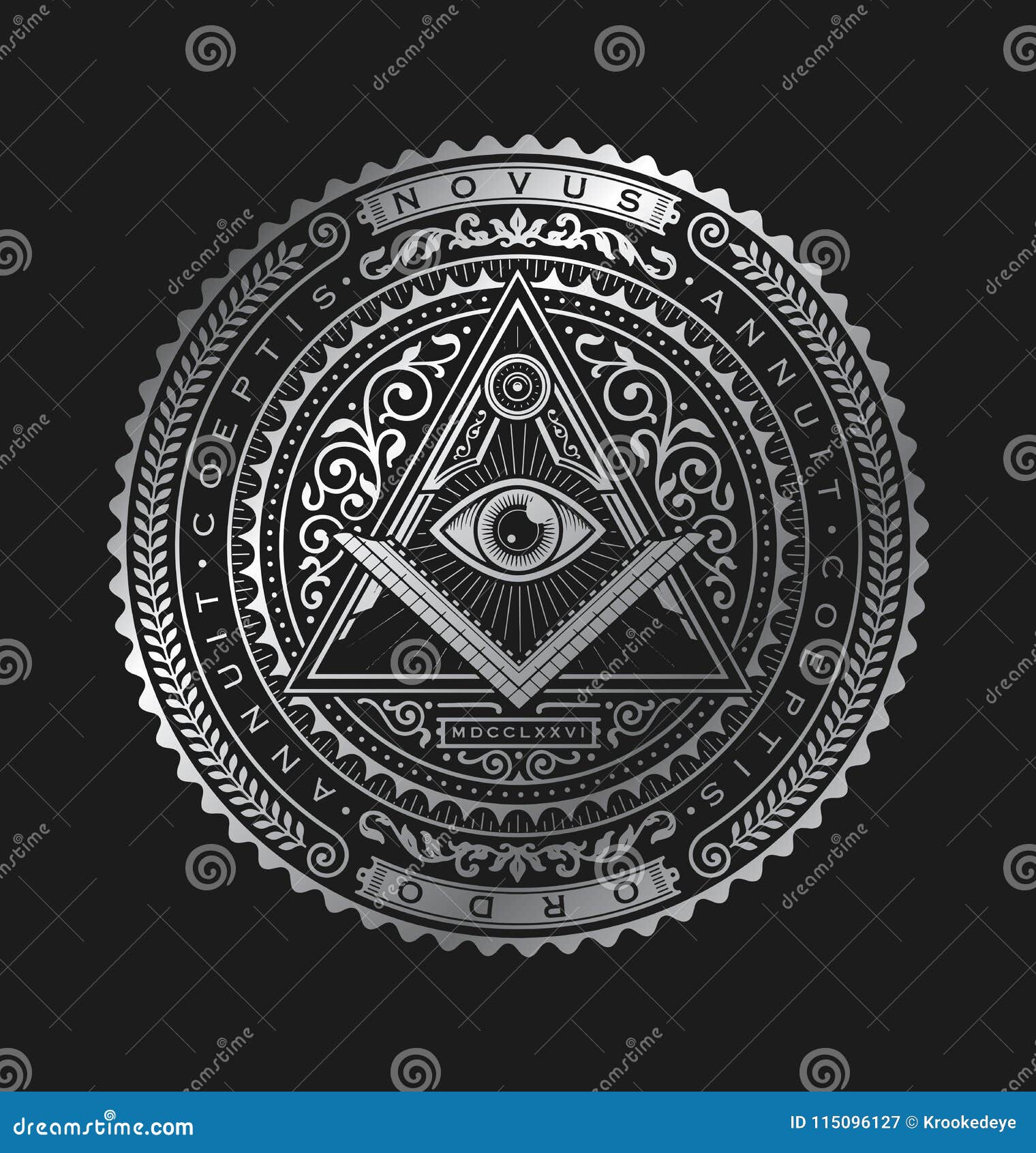 all seeing eye emblem badge  logo metallic