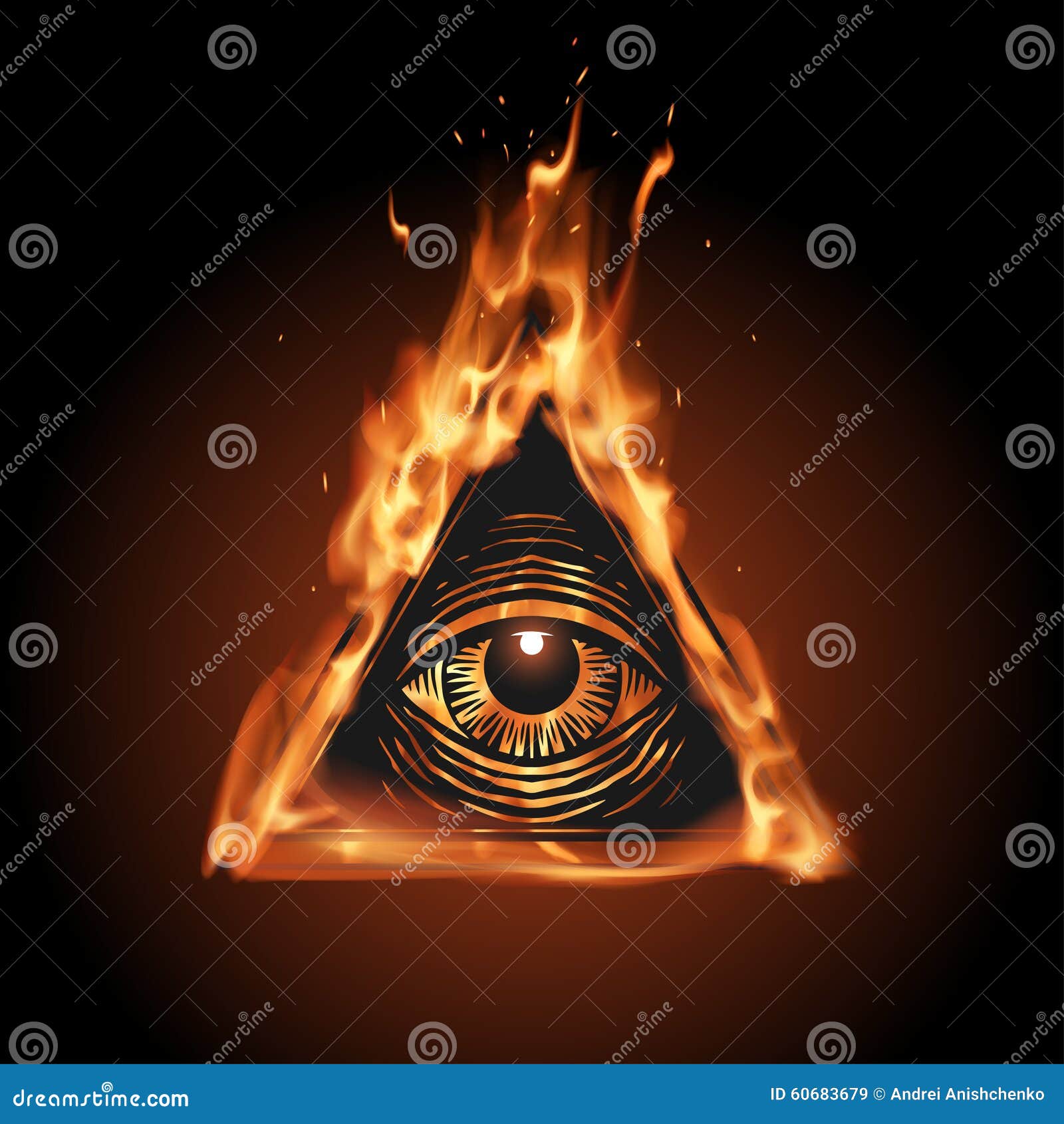 all seeing eye in flame