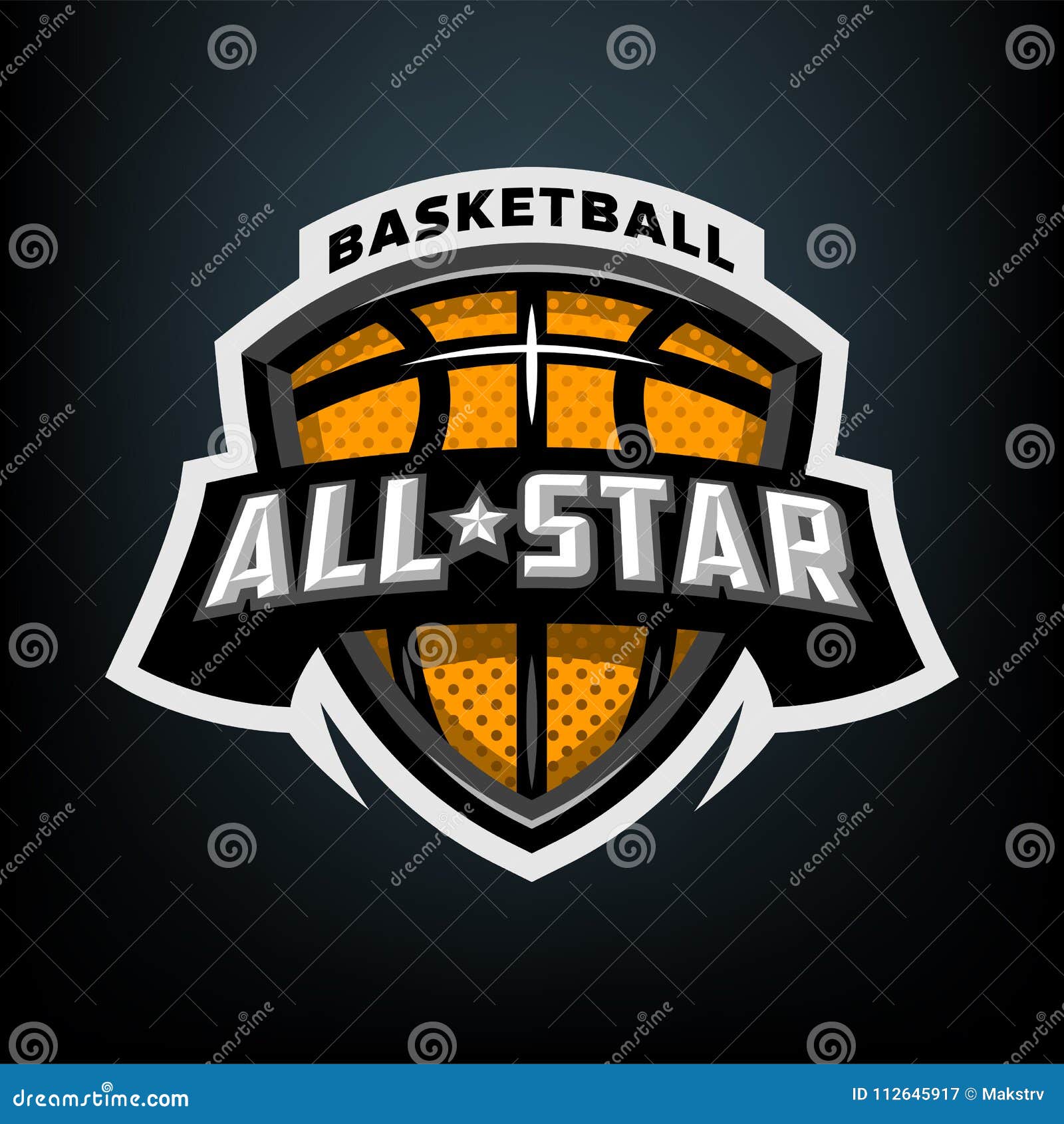 all star basketball, sports logo emblem.