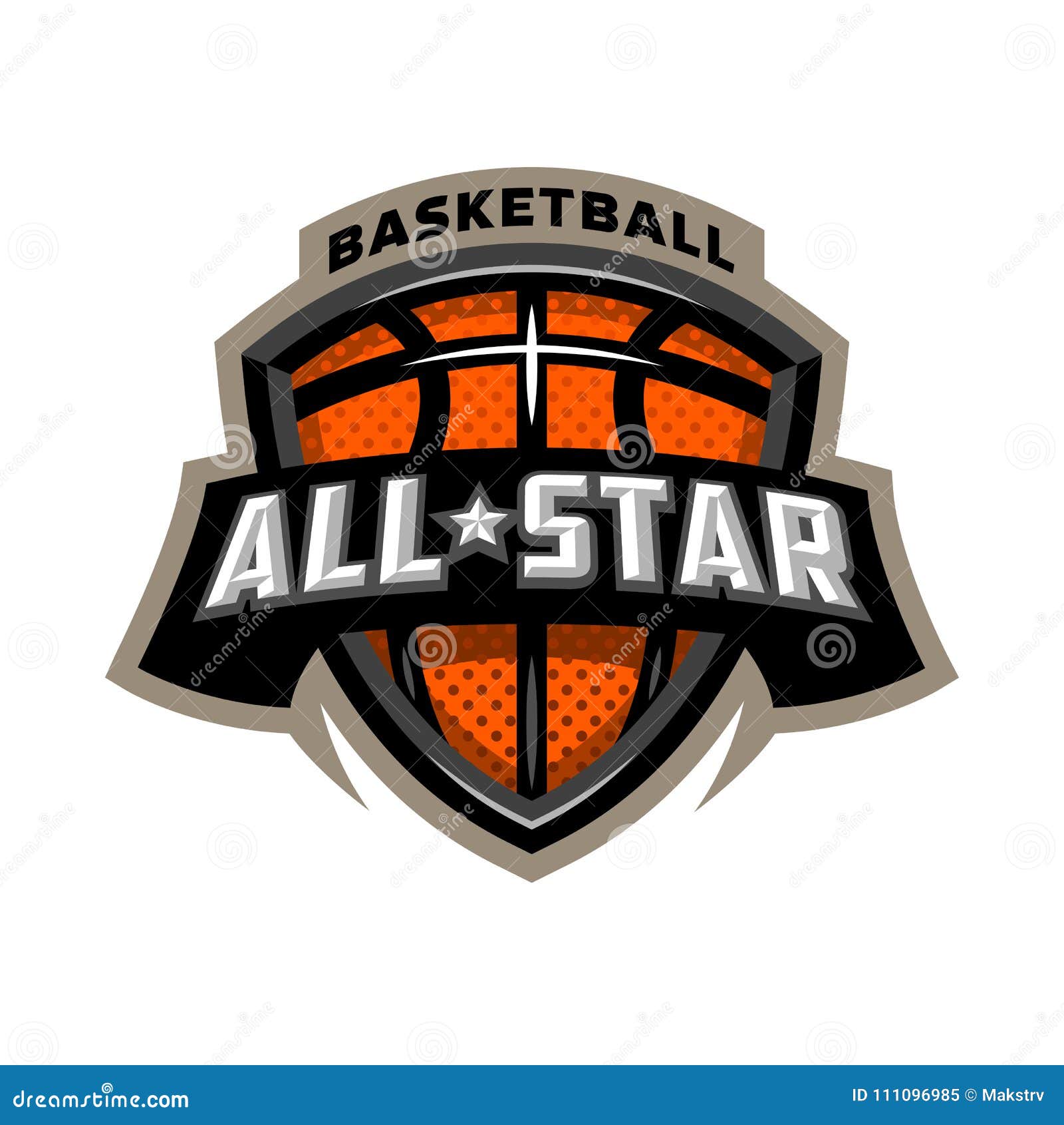 all star basketball, sports logo emblem.