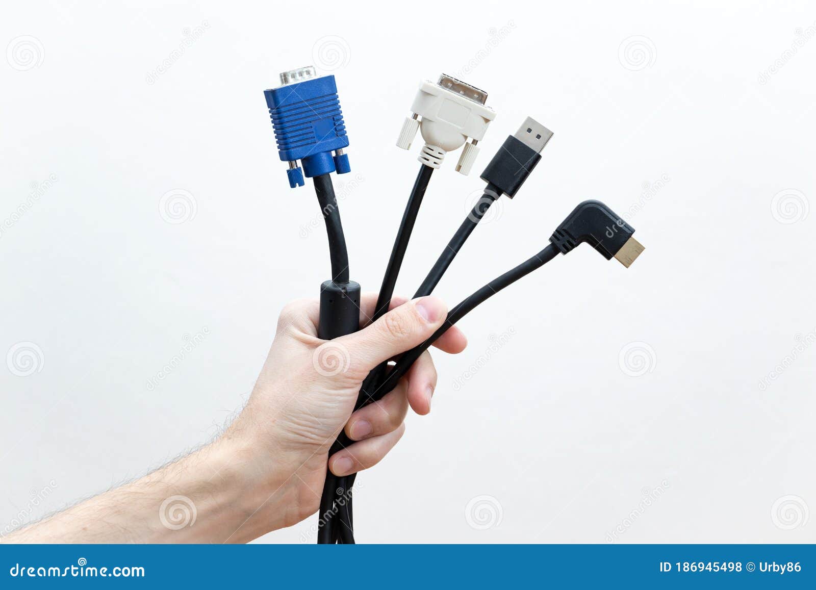 Different Types of LCD Connectors in Hand. Stock Photo Image of