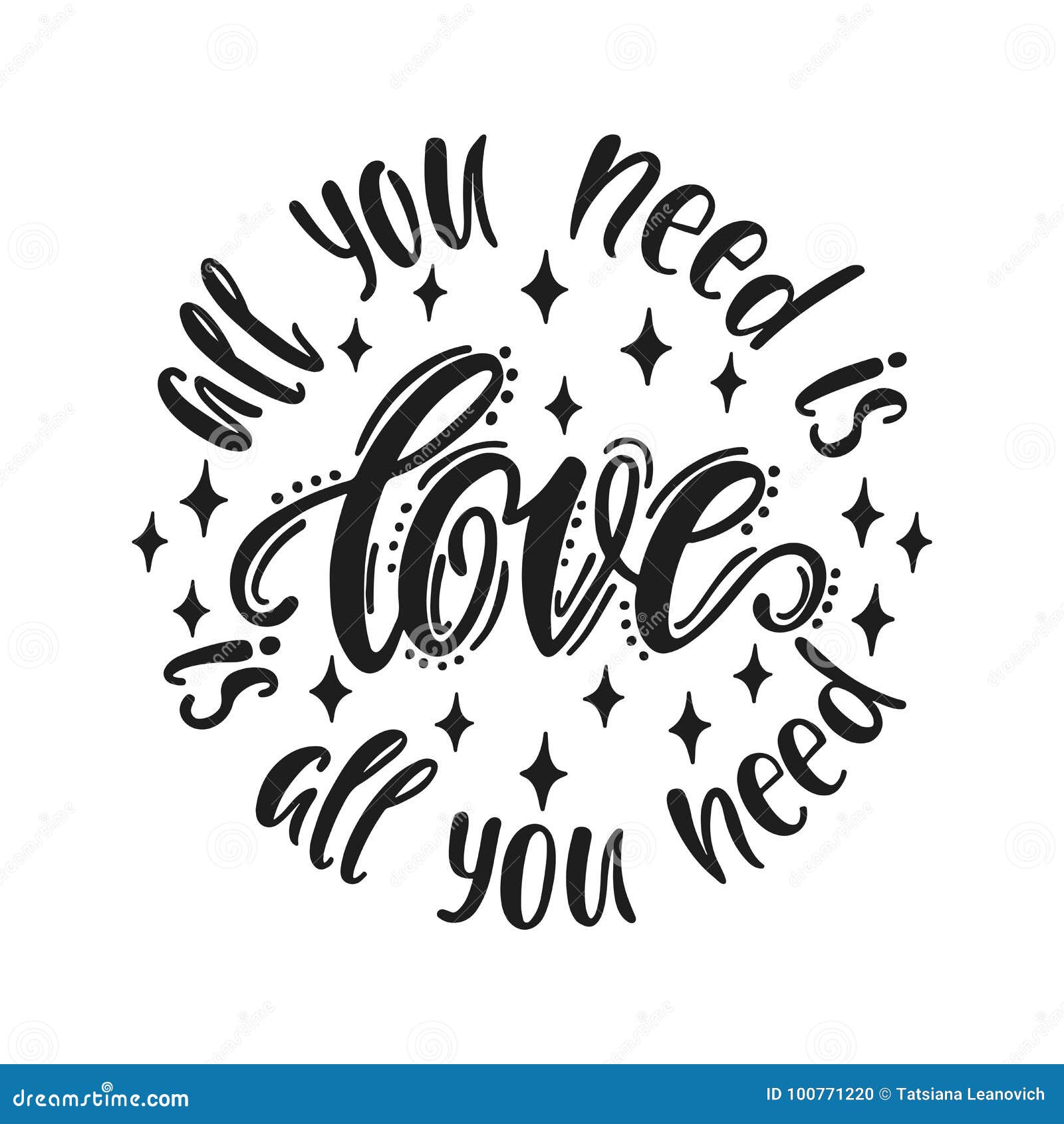 Love is all you need hand written lettering Vector Image