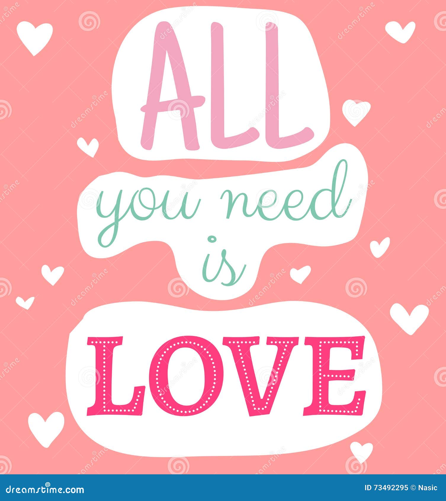 All you need is love quote stock vector. Illustration of love - 73492295