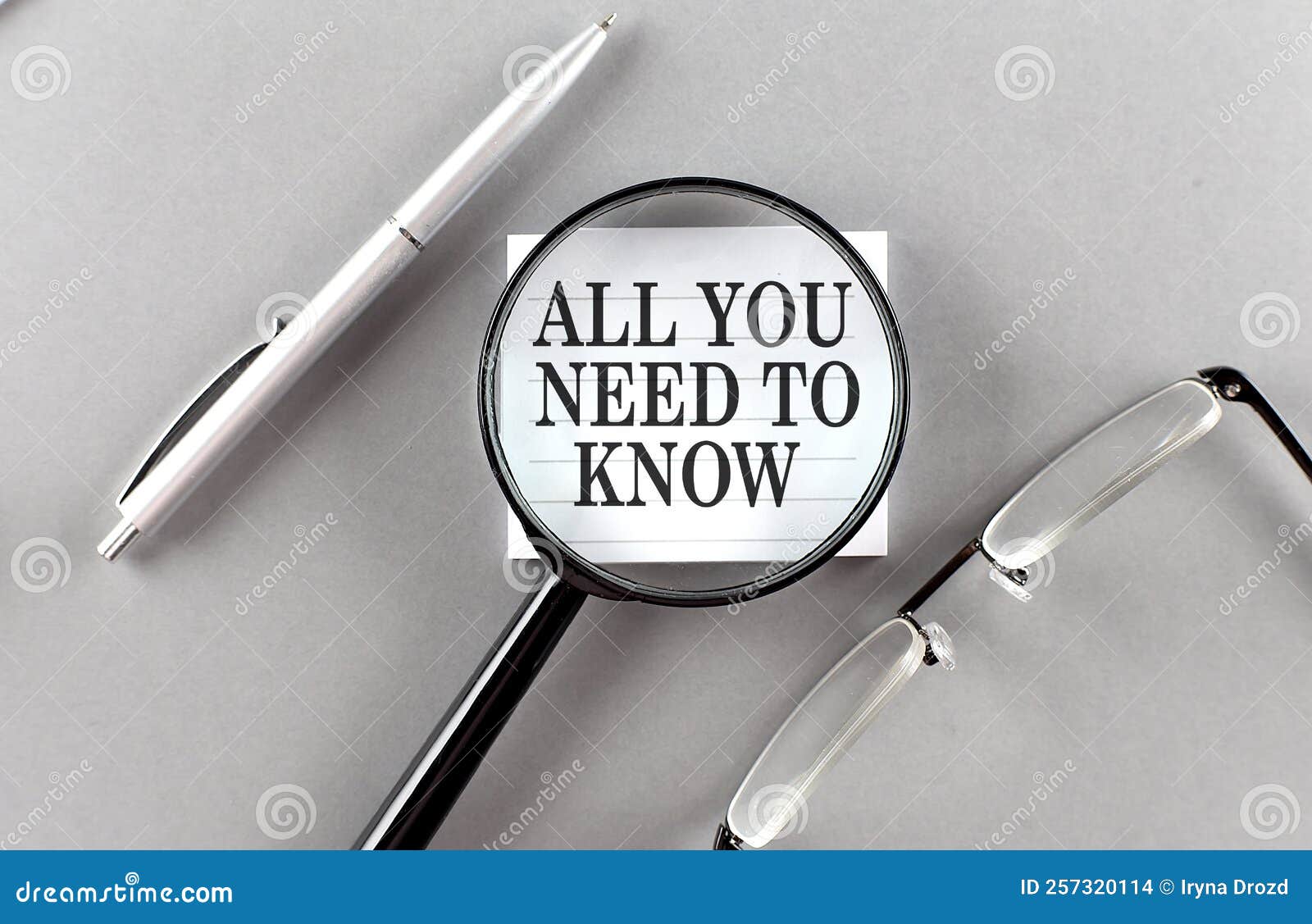 ALL YOU NEED TO KNOW Text Written on a Sticky with Pencil and Glasses(05)
