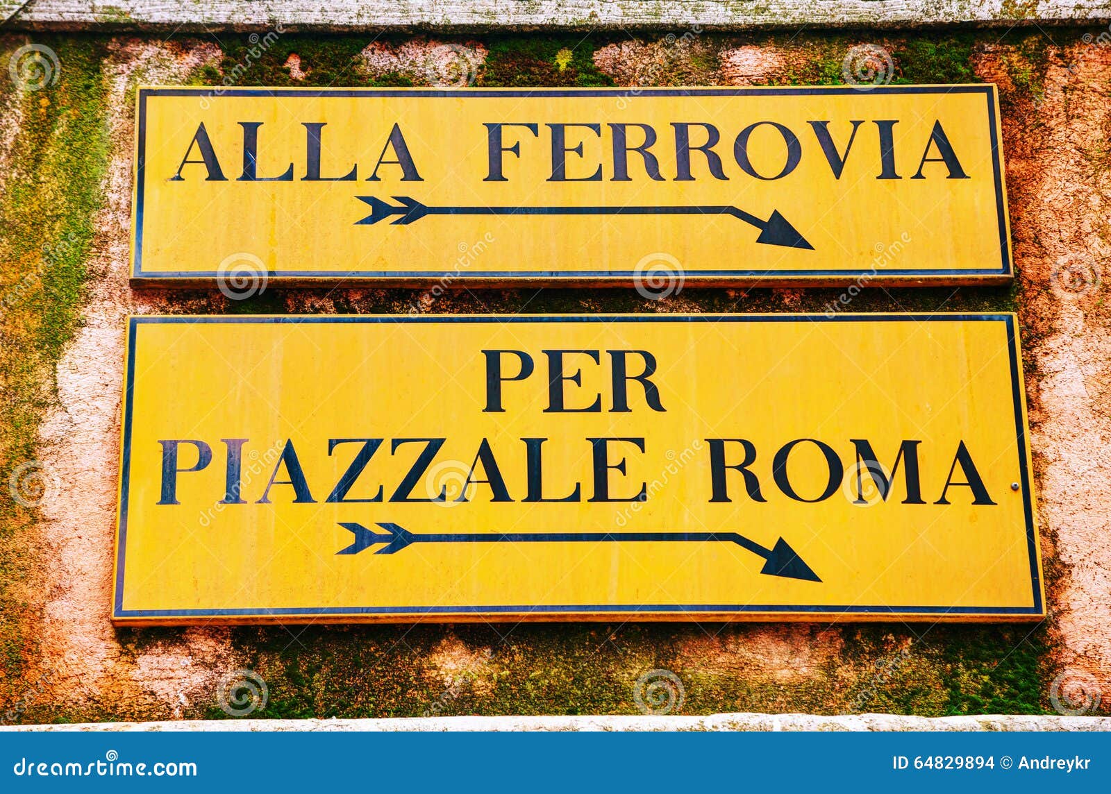 alla ferrovia and piazzale roma direction sign in venice