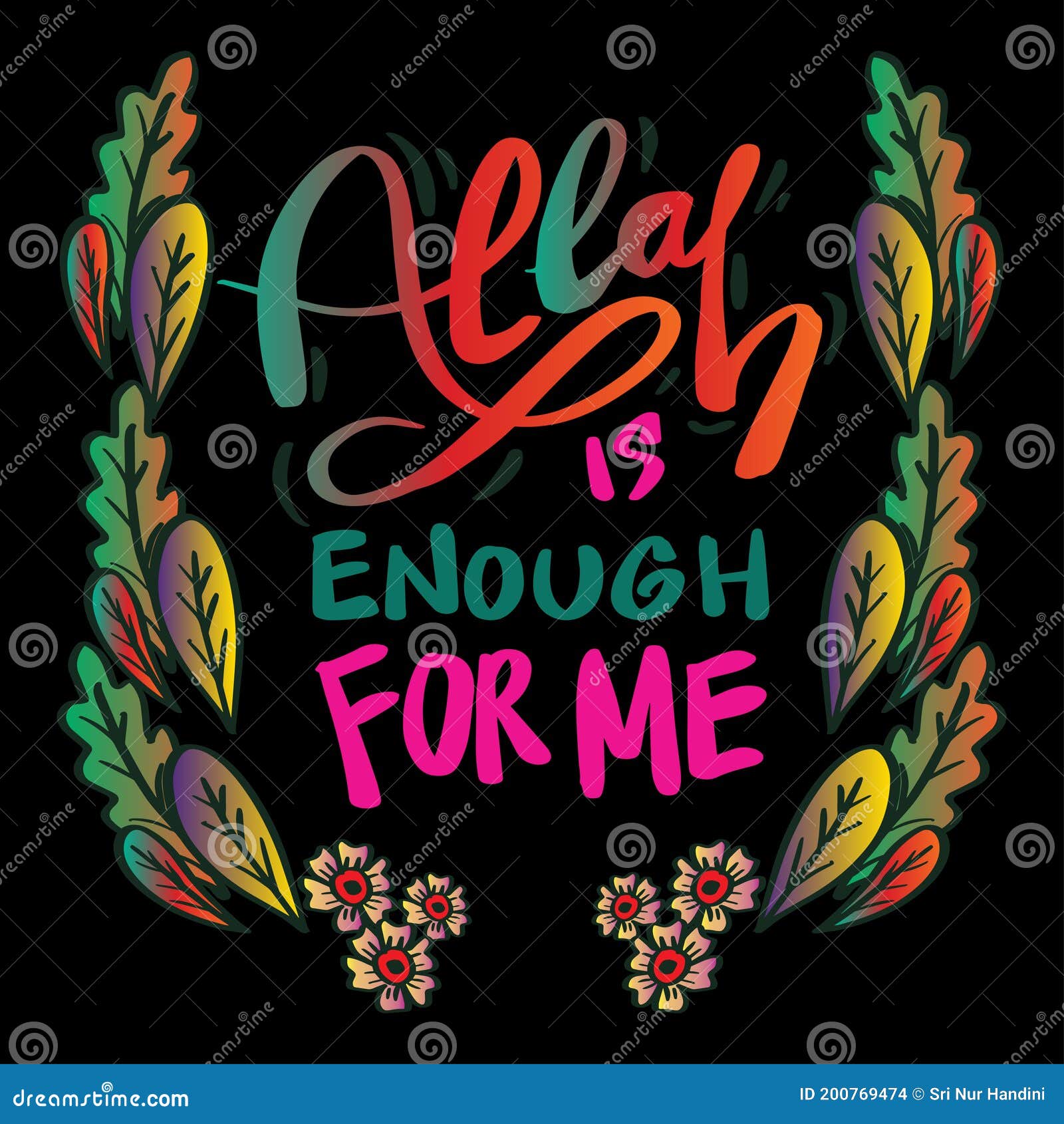 Allah Is Enough For Me. Islamic Quran Quotes. Stock Illustration - Illustration Of Isolated, Arabic: 200769474