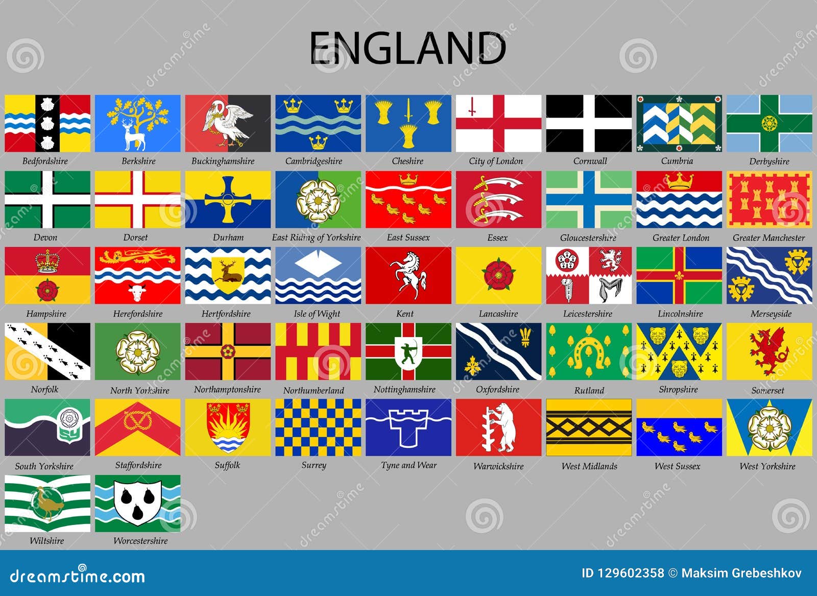Alle Flaggengrafschaften Von England Stock Abbildung Illustration von