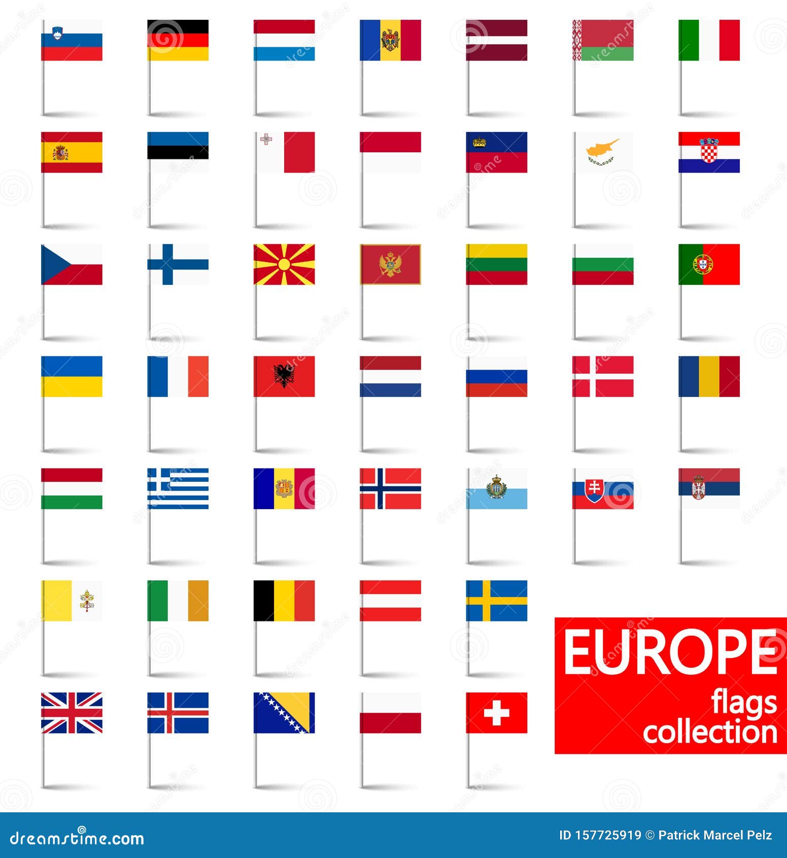 Alle Landesflaggen Europas Vektor Abbildung Illustration Von Lettland 157725919