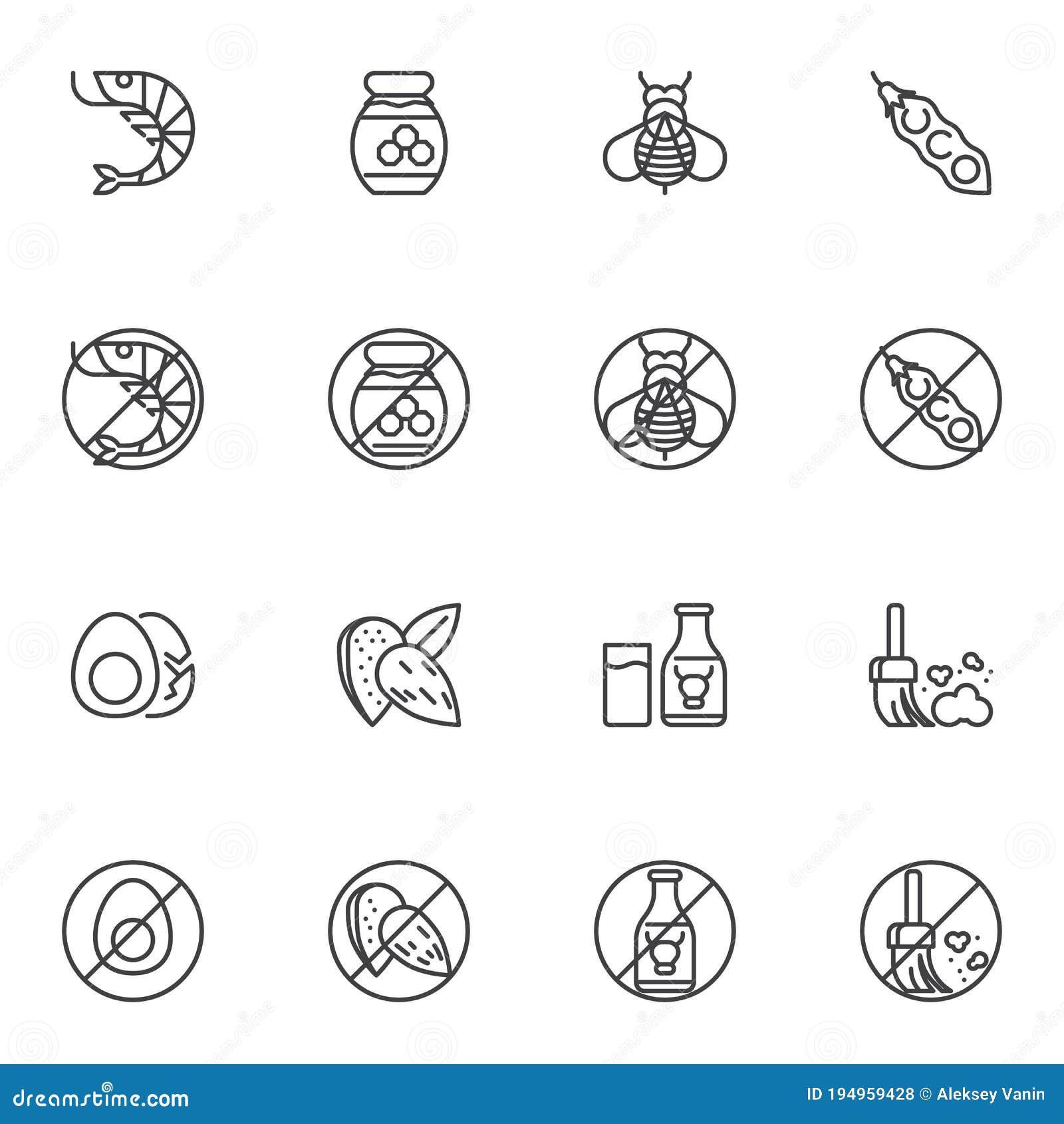 Allergeen - Voedingslijn - Iconen Vector Illustratie - Illustration of ...