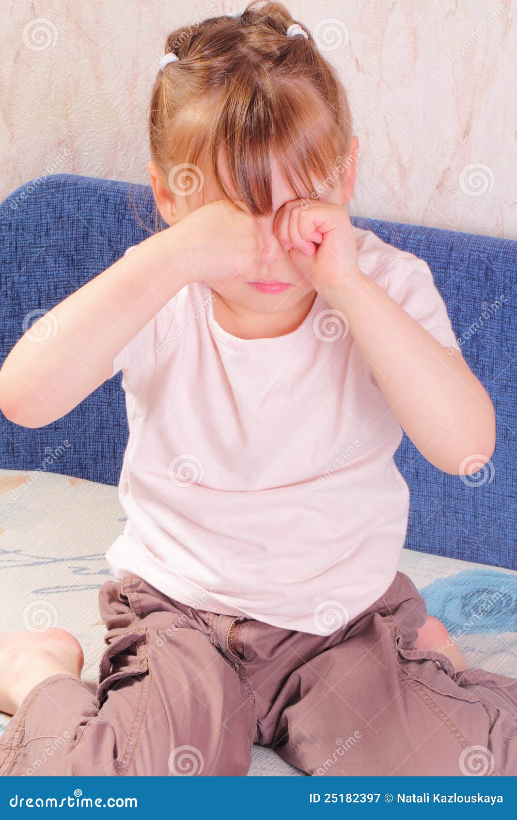Allergic Little Girl Scratching Her Eyes Stock Image Image of