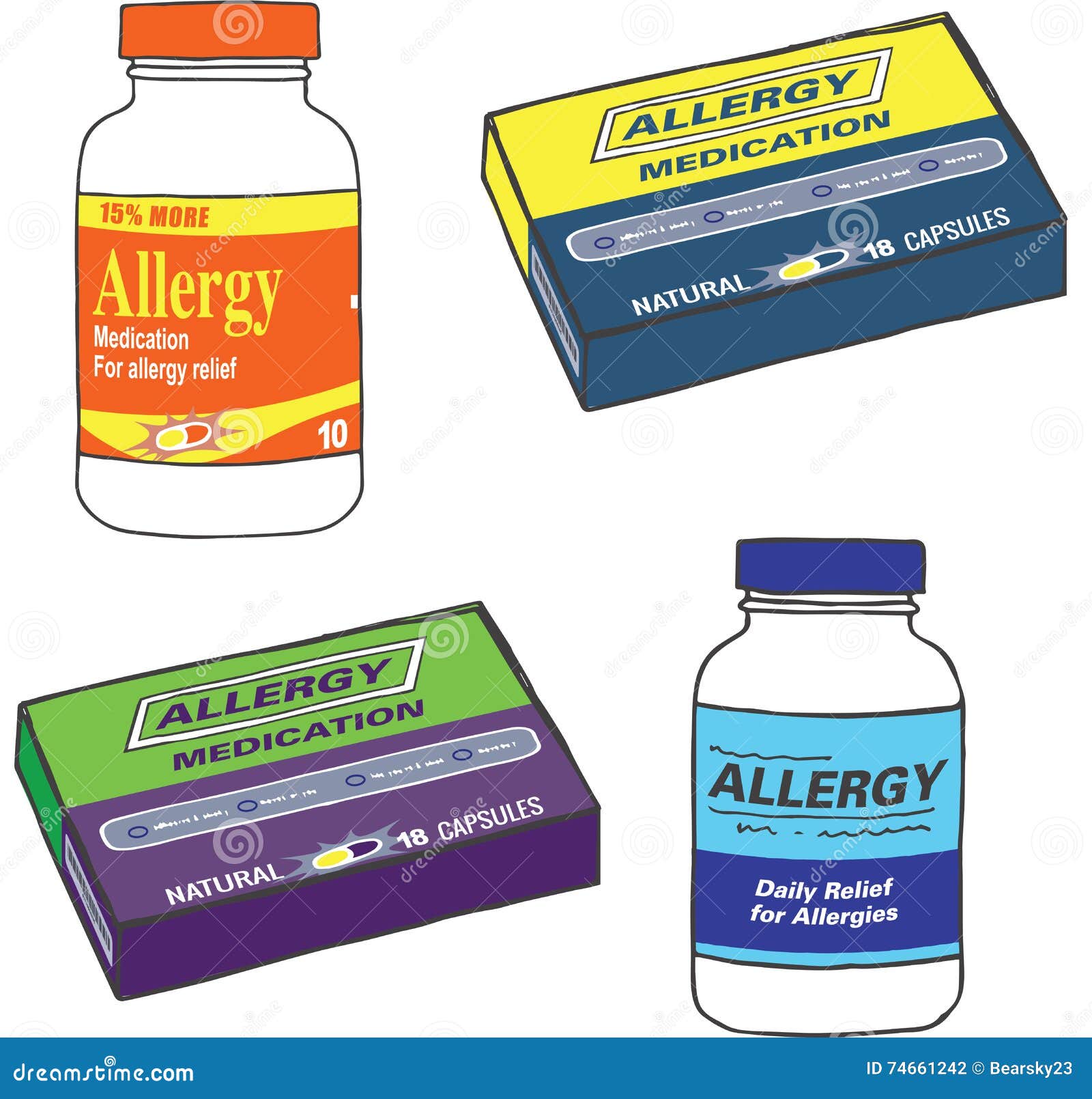 Allergy Medication stock vector. Illustration of container 74661242