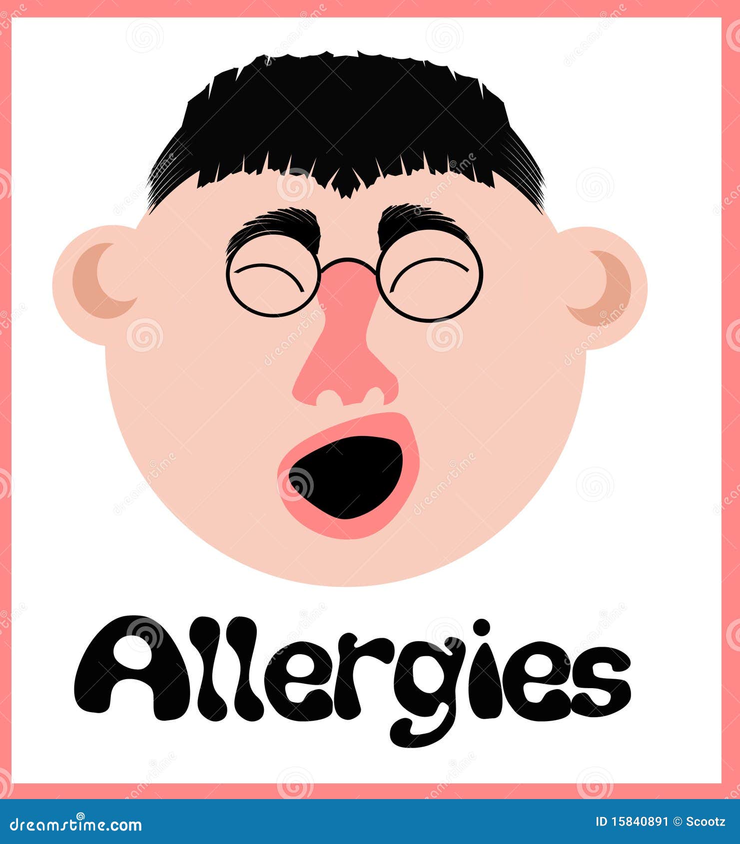 Allergy sneeze face stock illustration. Illustration of closeup 15840891