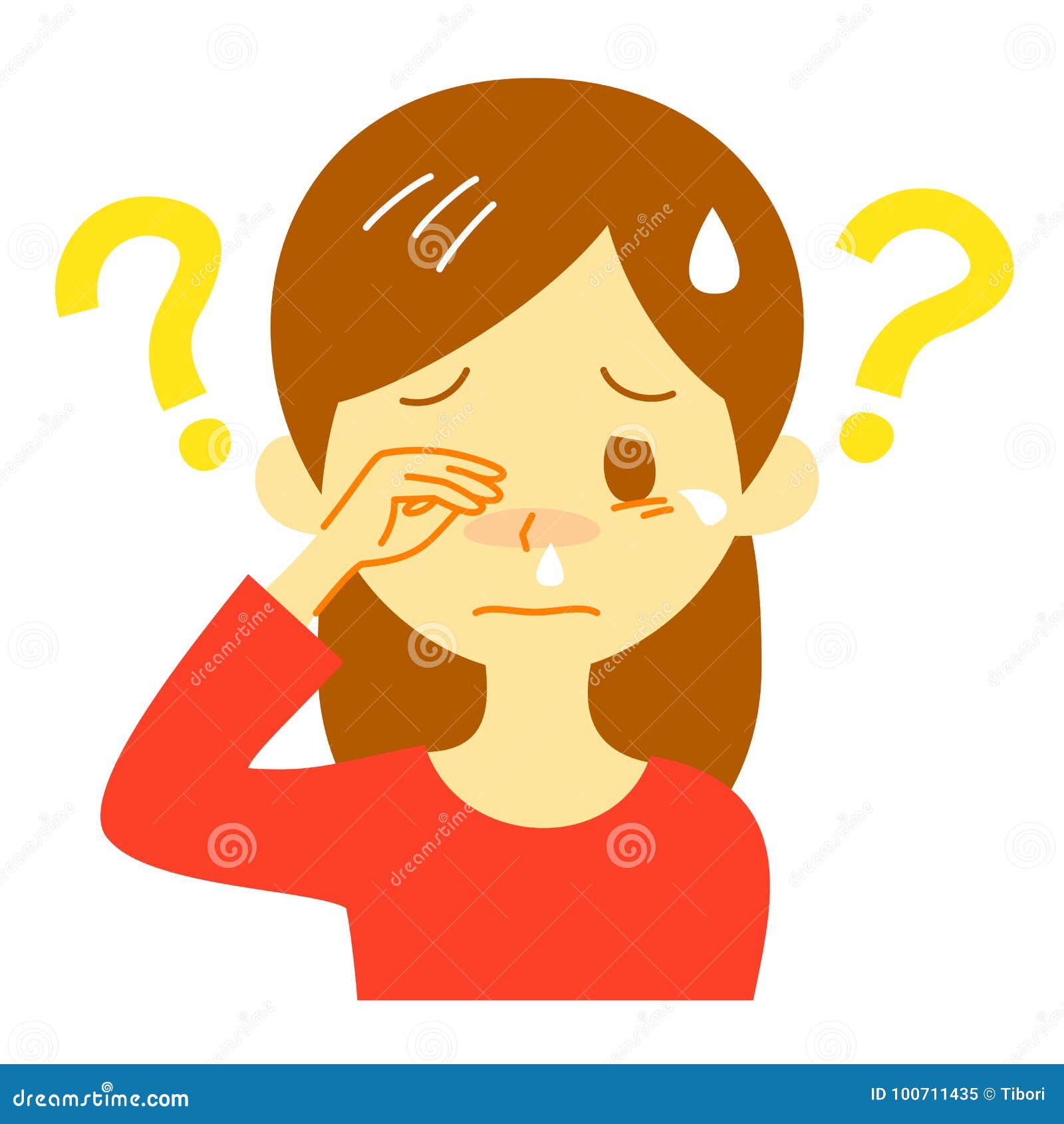 allergy symptom, unknown cause, thinking woman