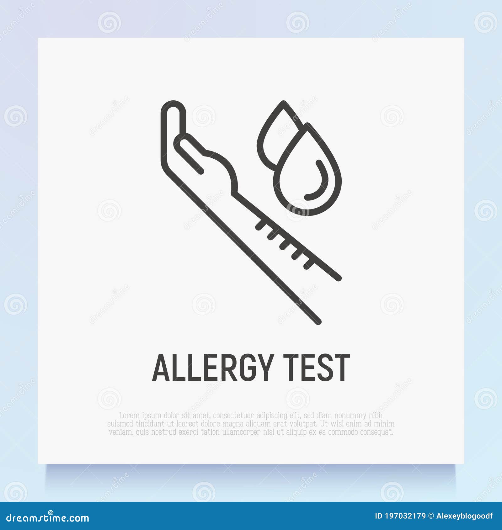 allergy test thin line icon: dripping allergens on forearm. skin prick test. modern  