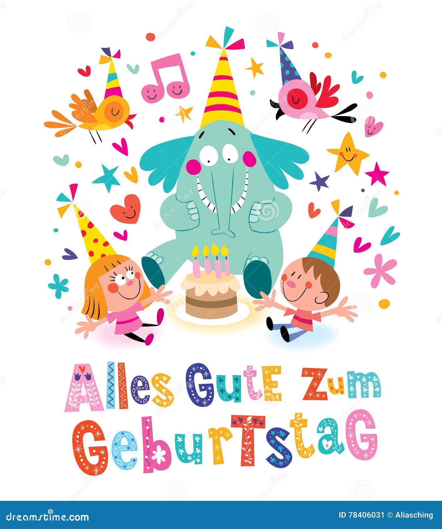 Alles Gute Zum Geburtstag Deutsch German Happy Birthday Stock Vector ...