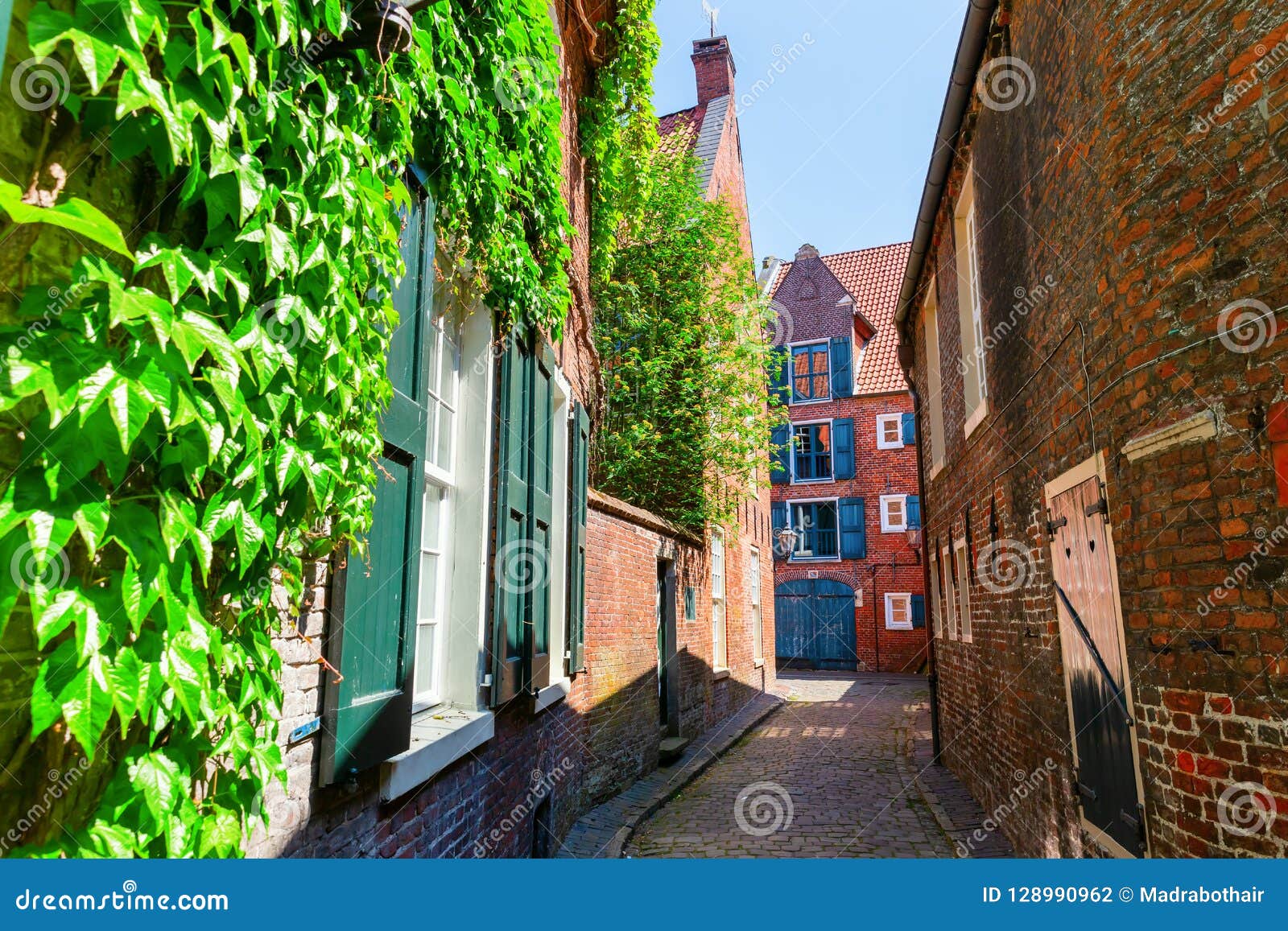 alley in leer, ostfriesland, germany