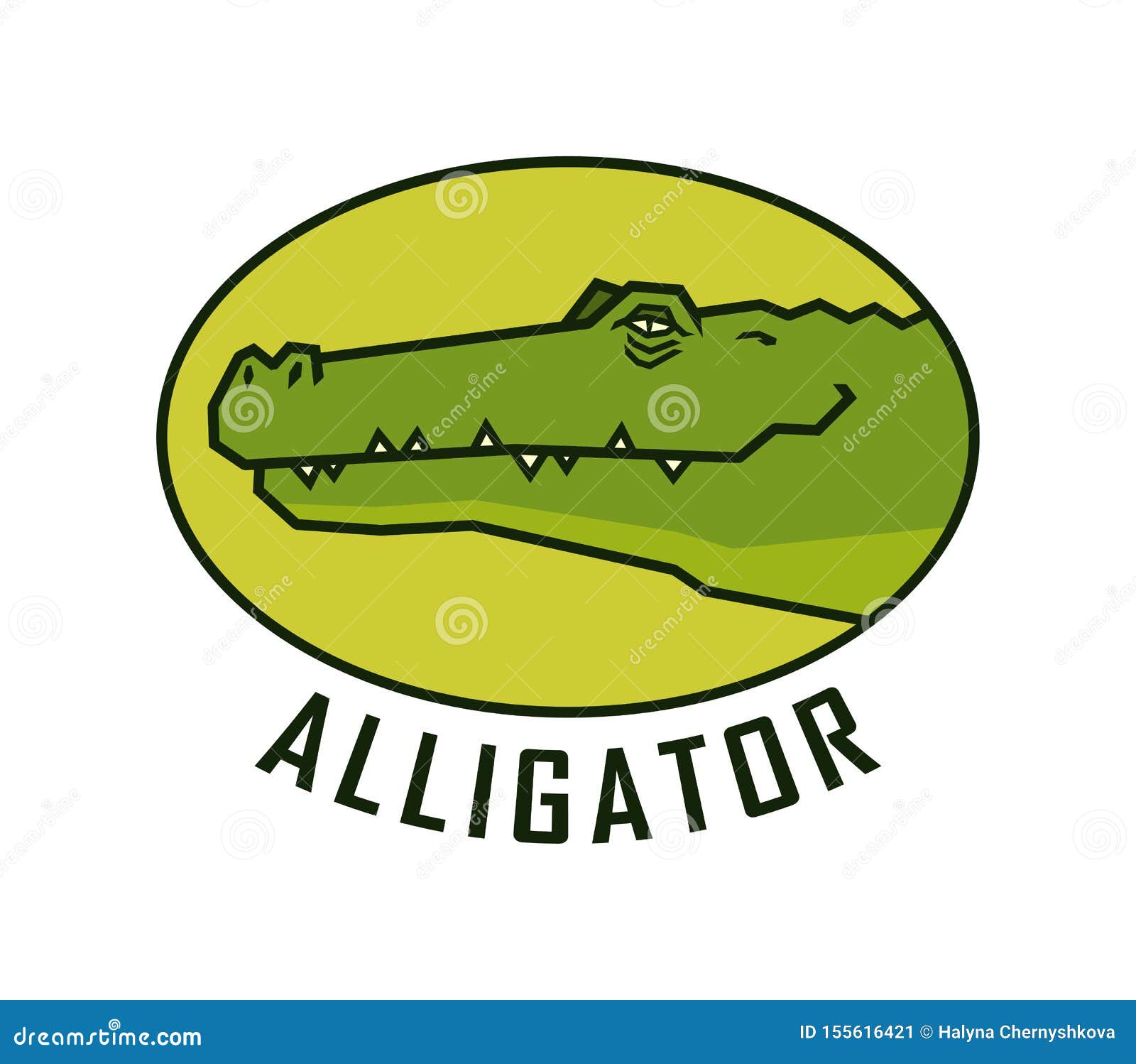 Alligator Head. Happy Crocodile Face Vector Emblem Stock Vector ...