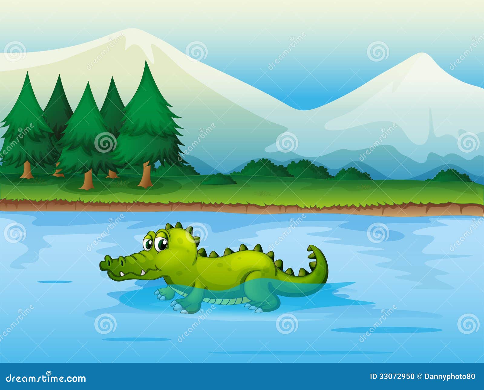 An alligator in the river stock vector. Illustration of aqua 33072950