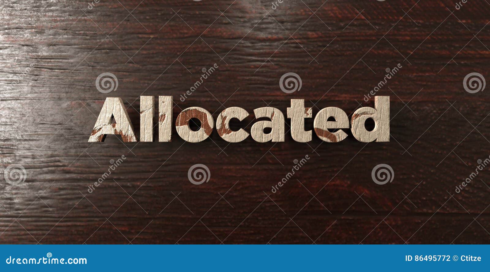 allocated - grungy wooden headline on maple - 3d rendered royalty free stock image