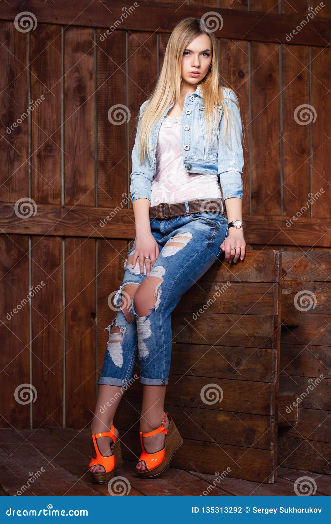 Alluring Young Blonde Posing In Studio Stock Ph