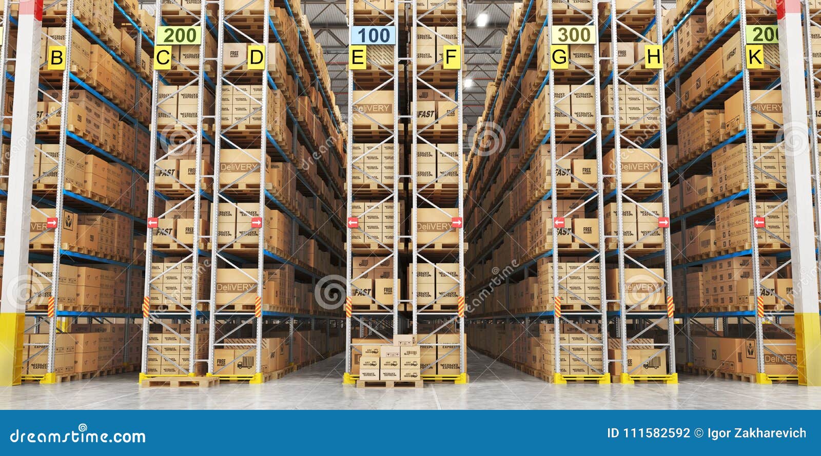 Enorme enlace Poner a prueba o probar Almacén Moderno Por Completo De Las Cajas De Cartón 3d Stock de ilustración  - Ilustración de perspectiva, almacenaje: 111582592