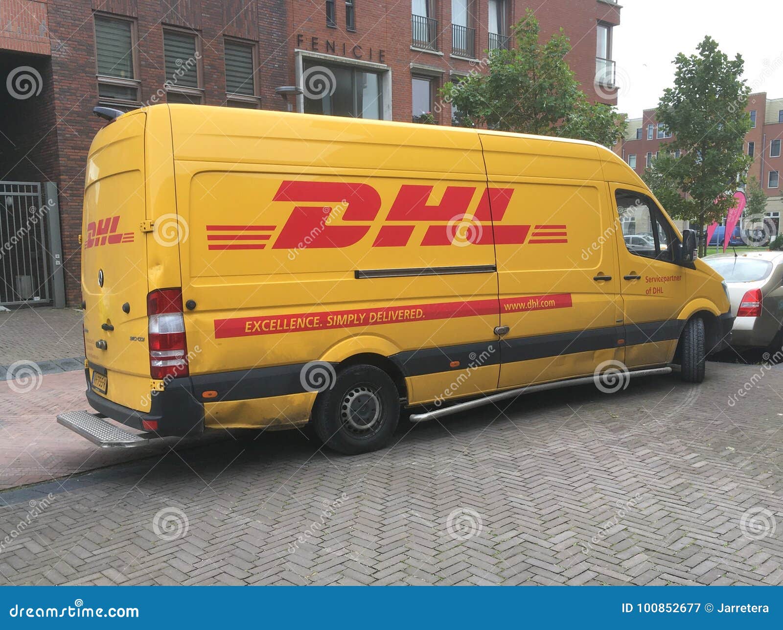 Dirty DHL delivery van editorial photography. Image of travel - 100852677