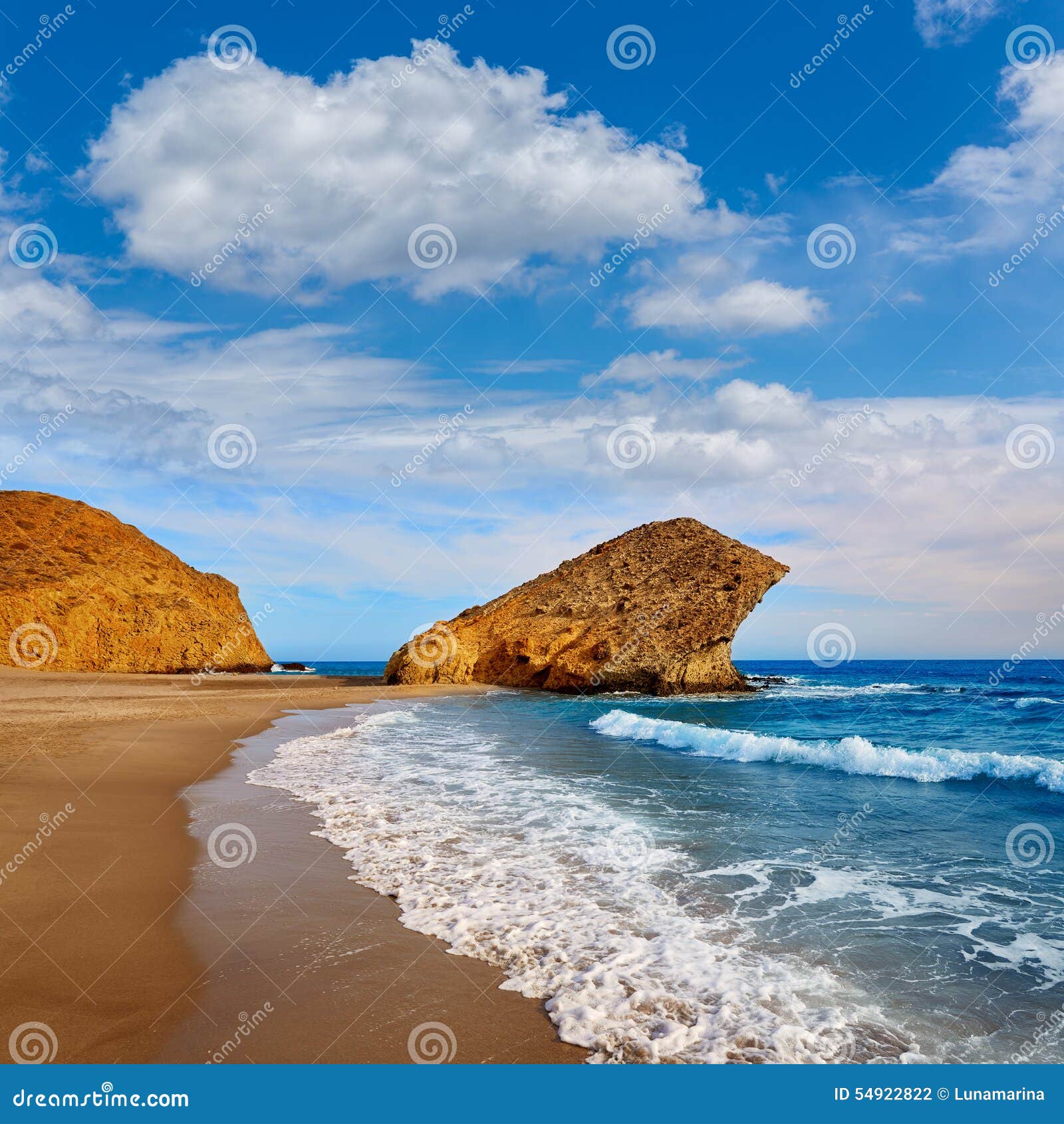 Almeria Playa Del Monsul Beach At Cabo De Gata Stock Photo Image Of Foam Clouds