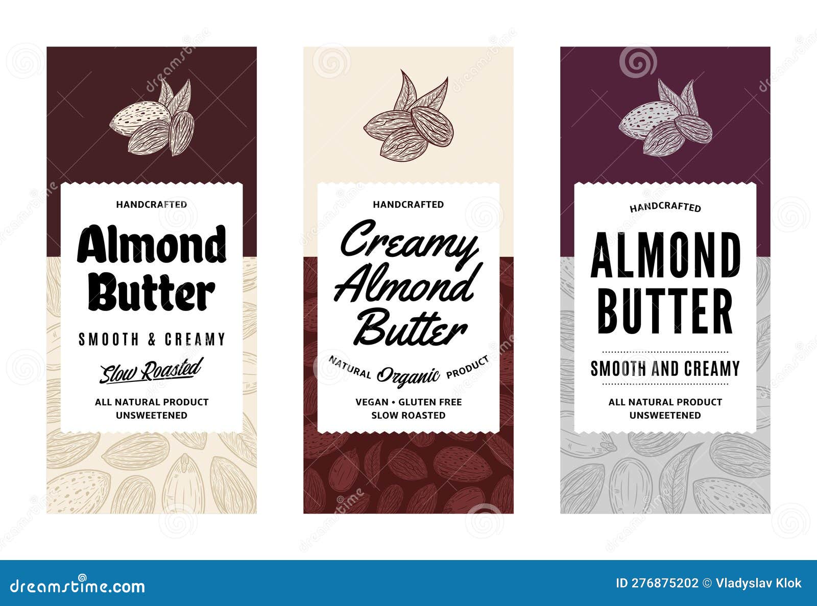 Almond Butter Labels in Modern Style Stock Vector Illustration of