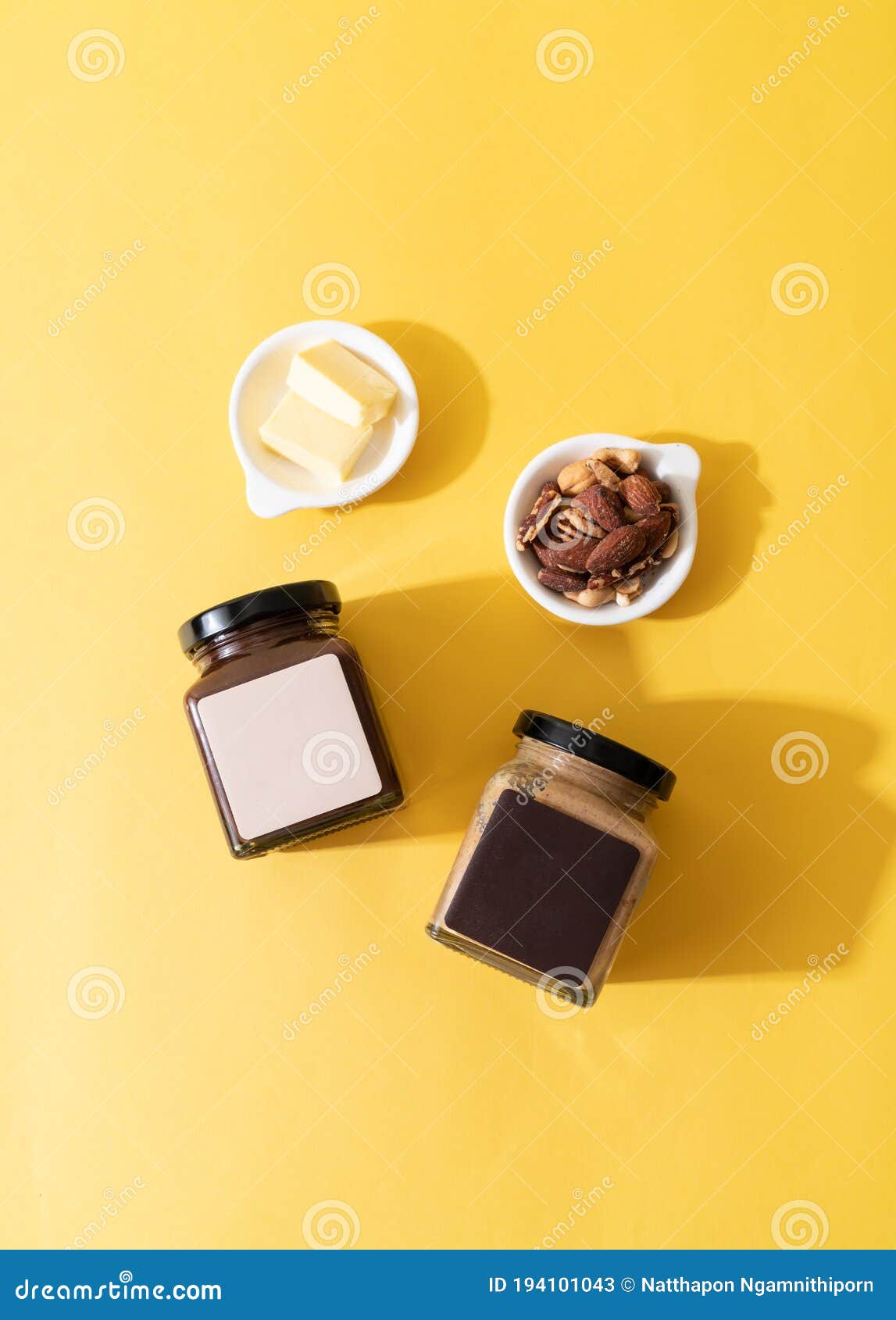 Almond Butter Spread and Almond Chocolate Butter Spread Stock Image