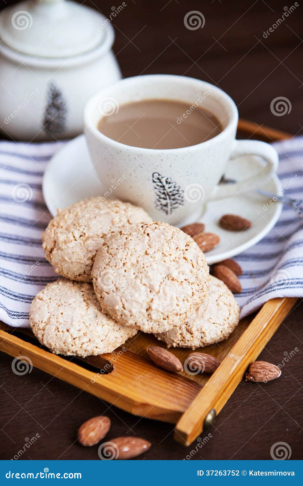 Almond Cookies and Cup of Coffee Stock Photo - Image of baked, food ...