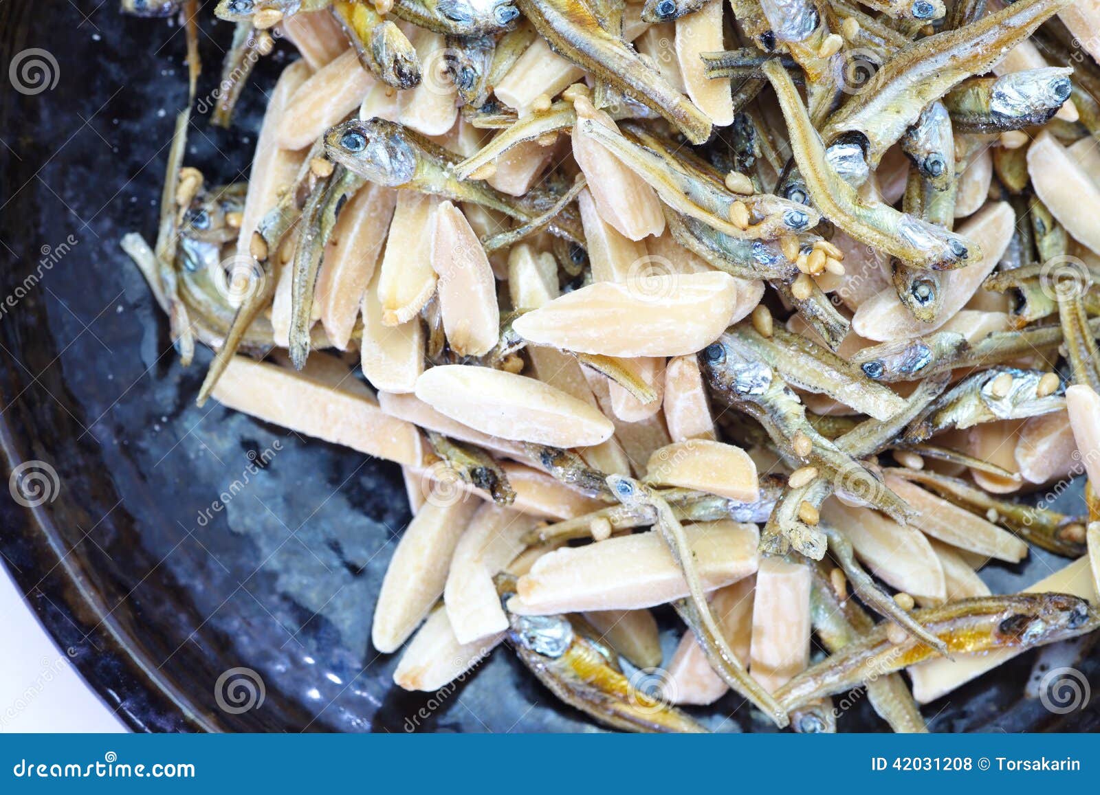 Almond and Dried Small Fish Stock Photo Image of japanese, snack 42031208