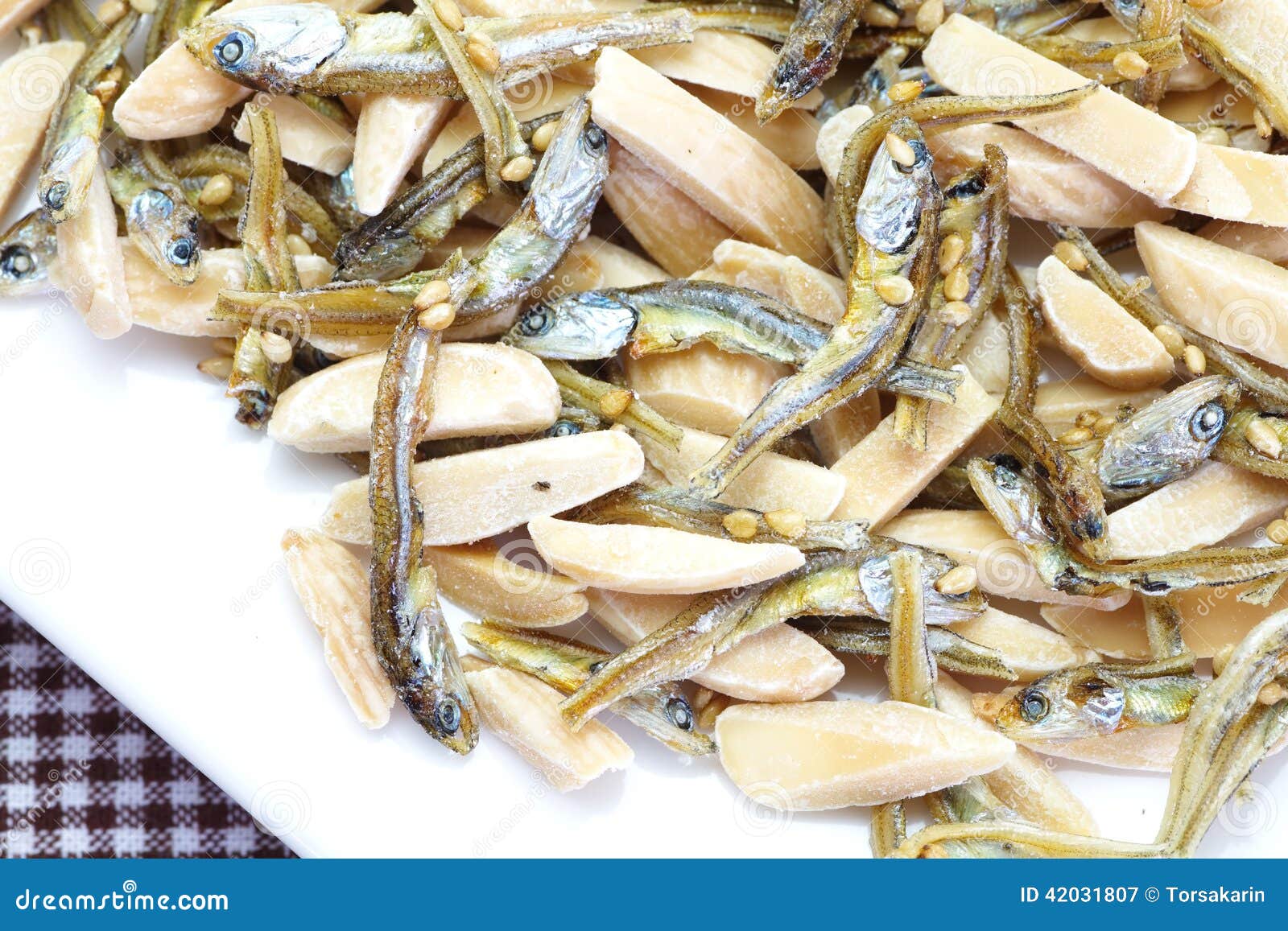 Almond and Dried Small Fish Stock Image Image of small, sesame 42031807