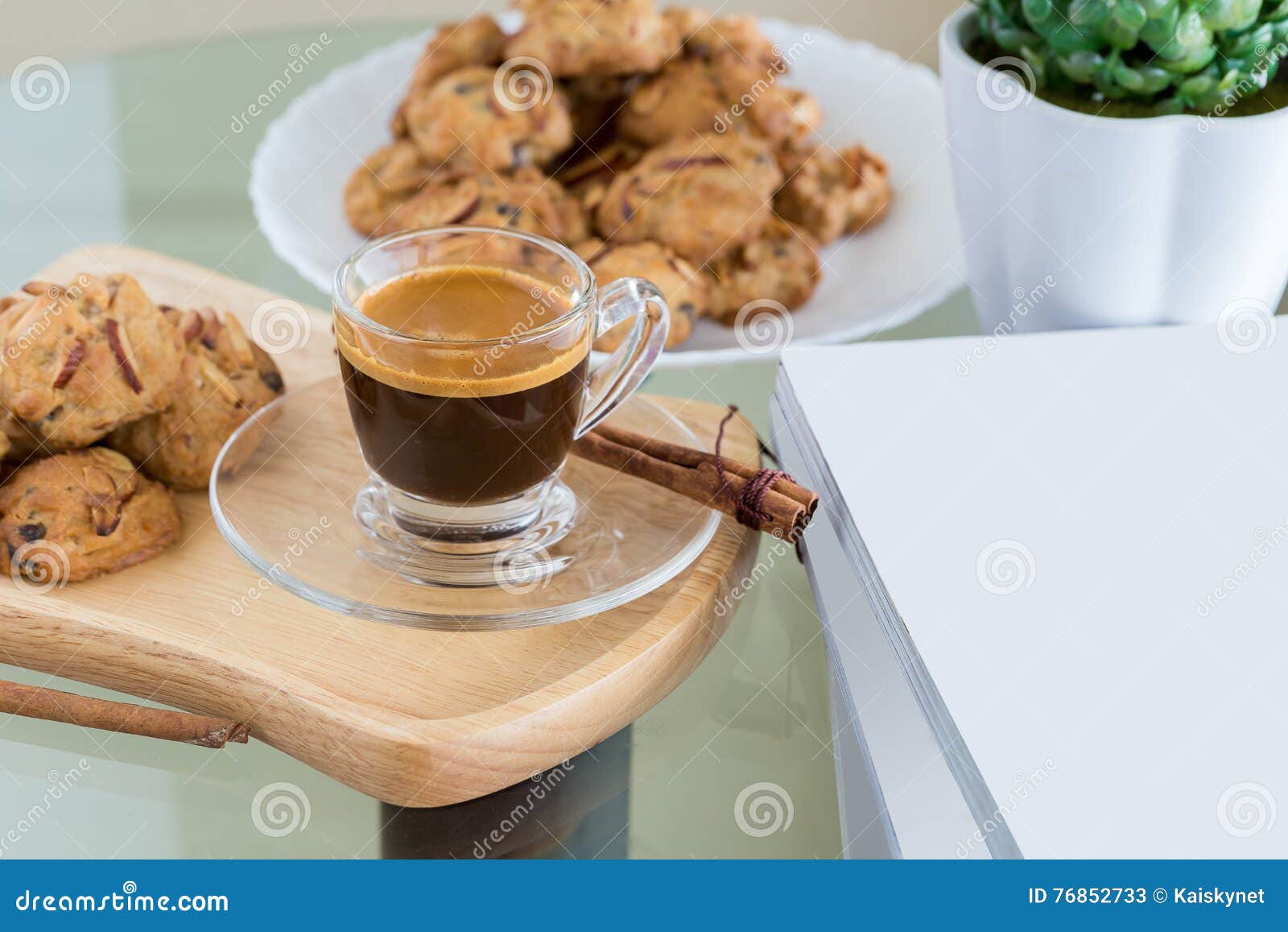 Almond Flavored Cookies and Cup of Espresso Coffee Stock Image Image
