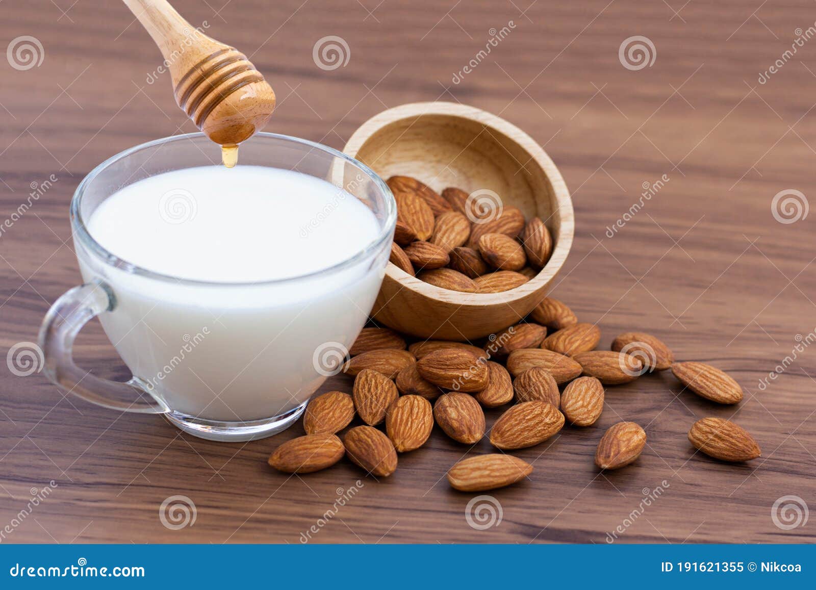 Almond milk and Honey stock image. Image of milk, dairy 191621355
