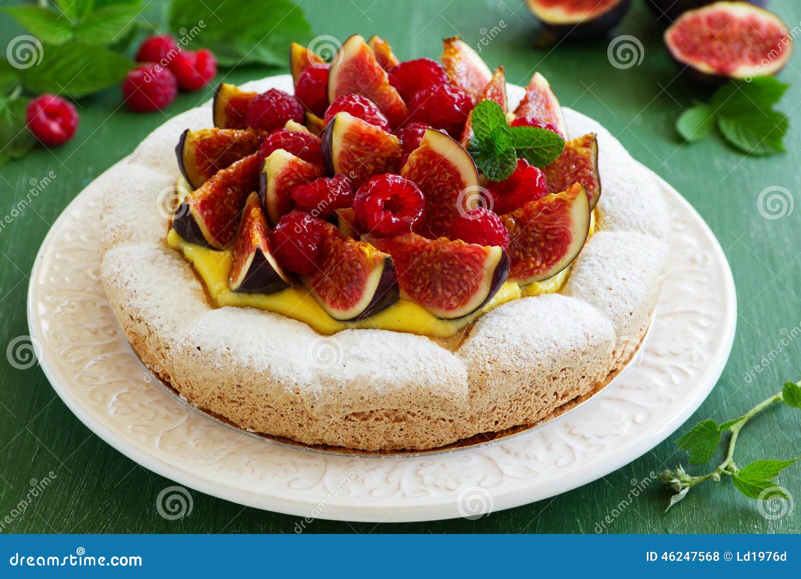 Almond Meringue Cake with Figs Stock Photo Image of yummy